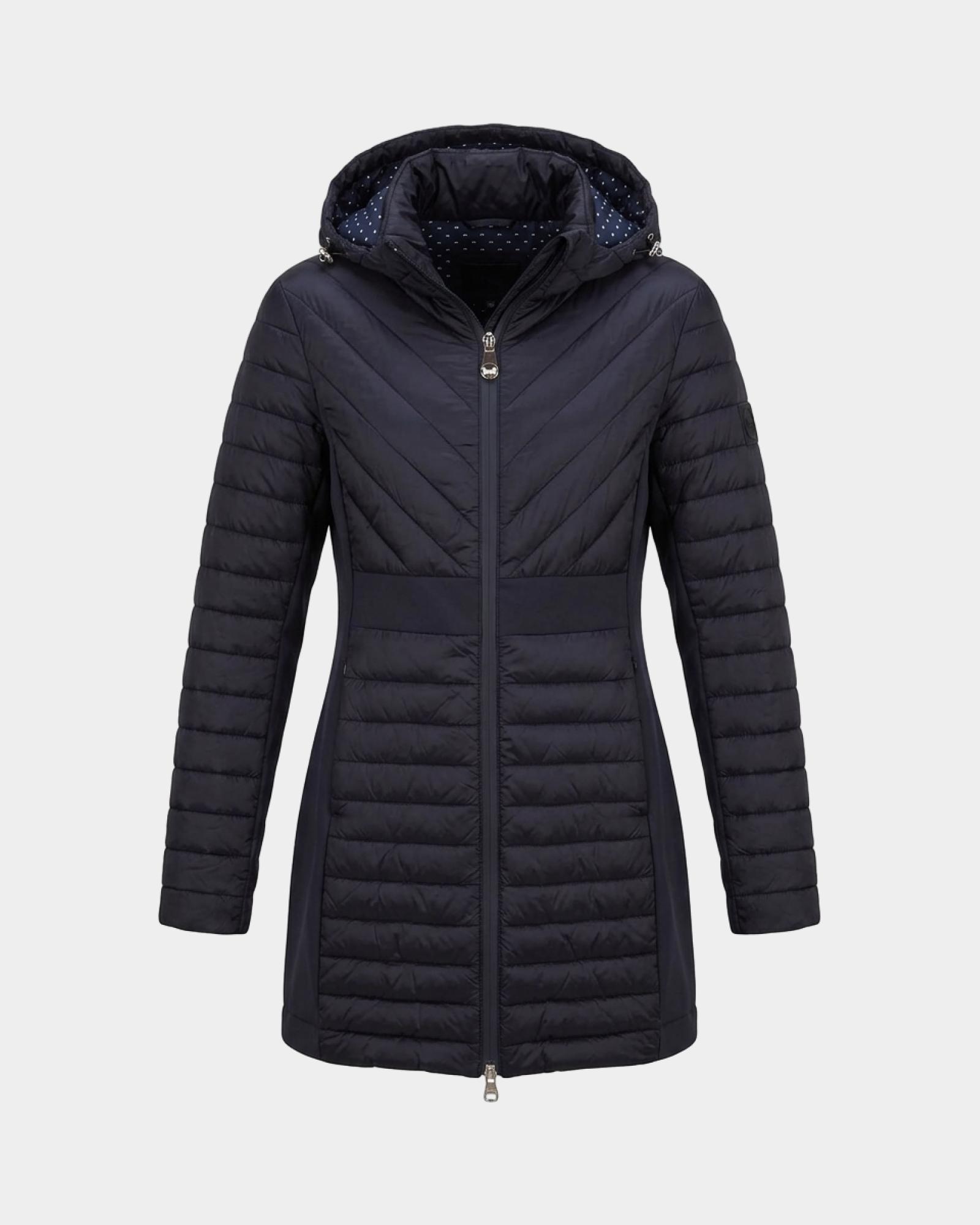 Women's Slim Fit long quilted jacket, BLUE, large