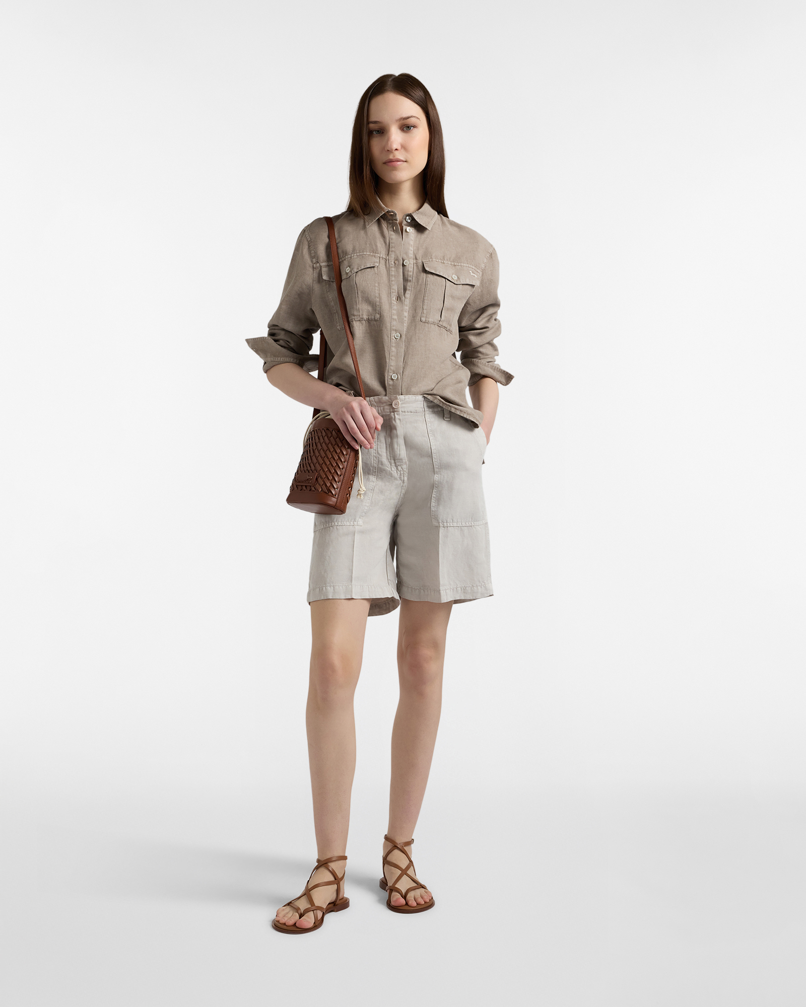 Women's Earth Dye linen and cotton overshirt, Brown/Red, large image number 3