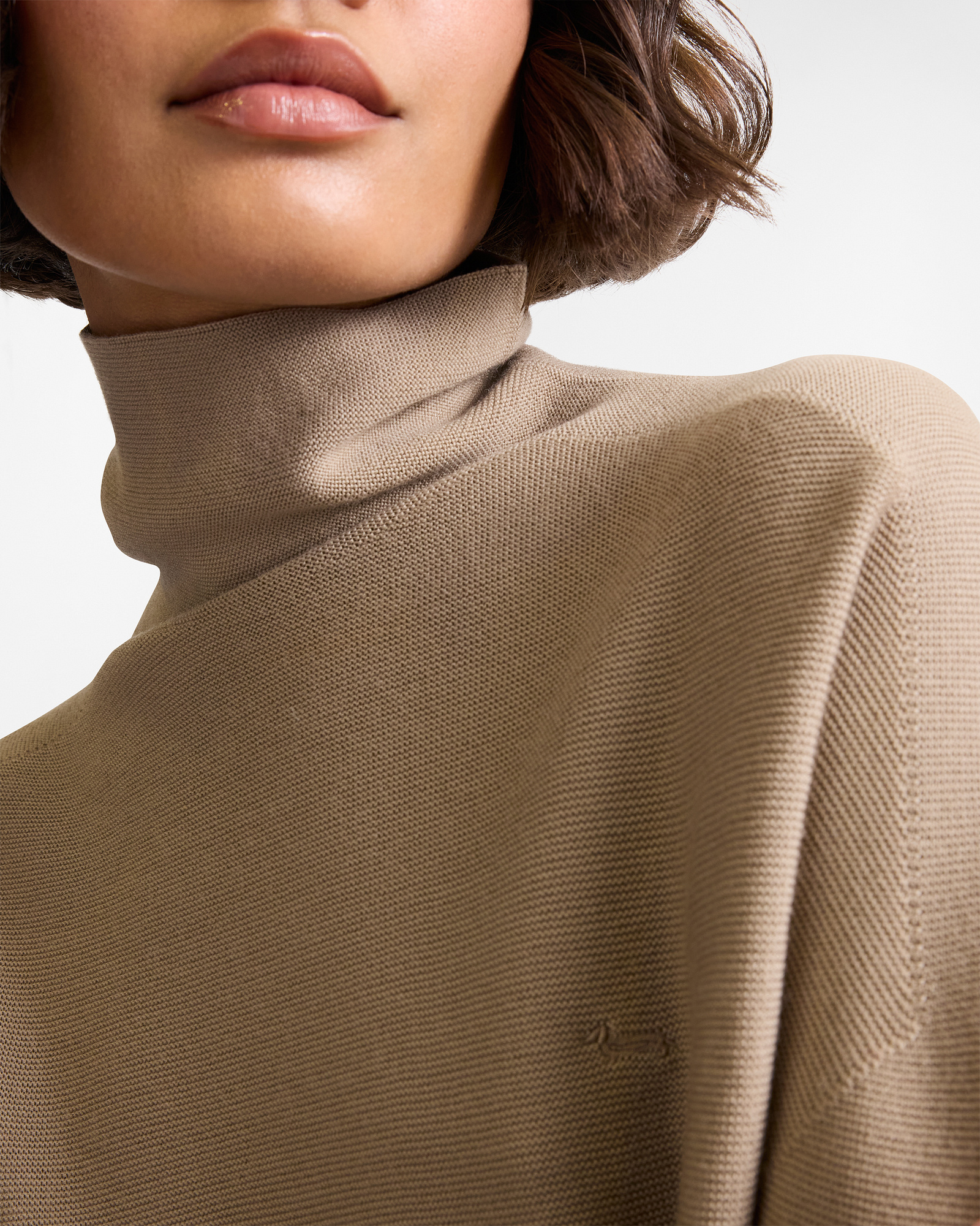 Maglia In Lana Collo A Lupetto, Marrone Chiaro, large image number 2