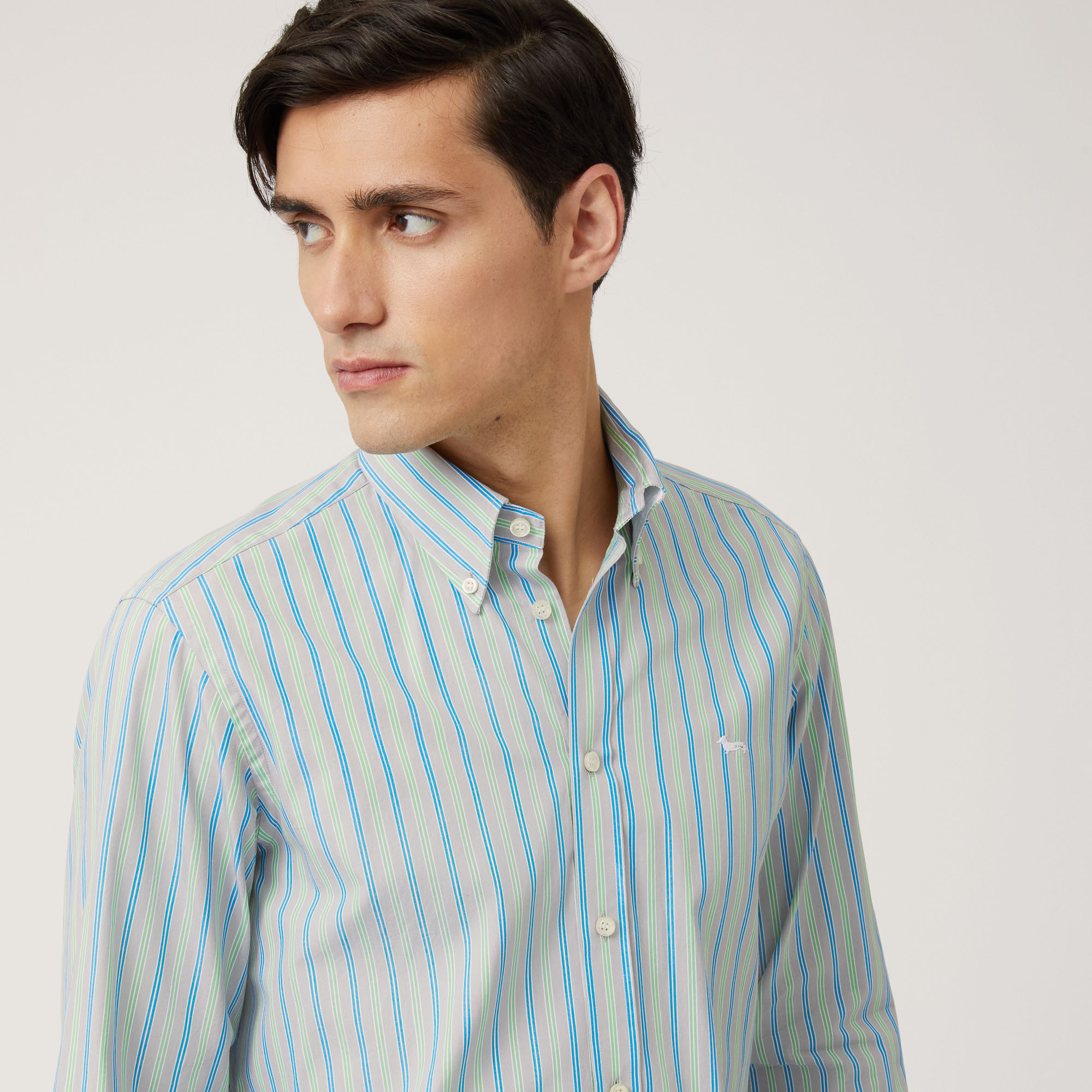 Ski Lounge Vertical-Stripe Shirt, Gray, large image number 2