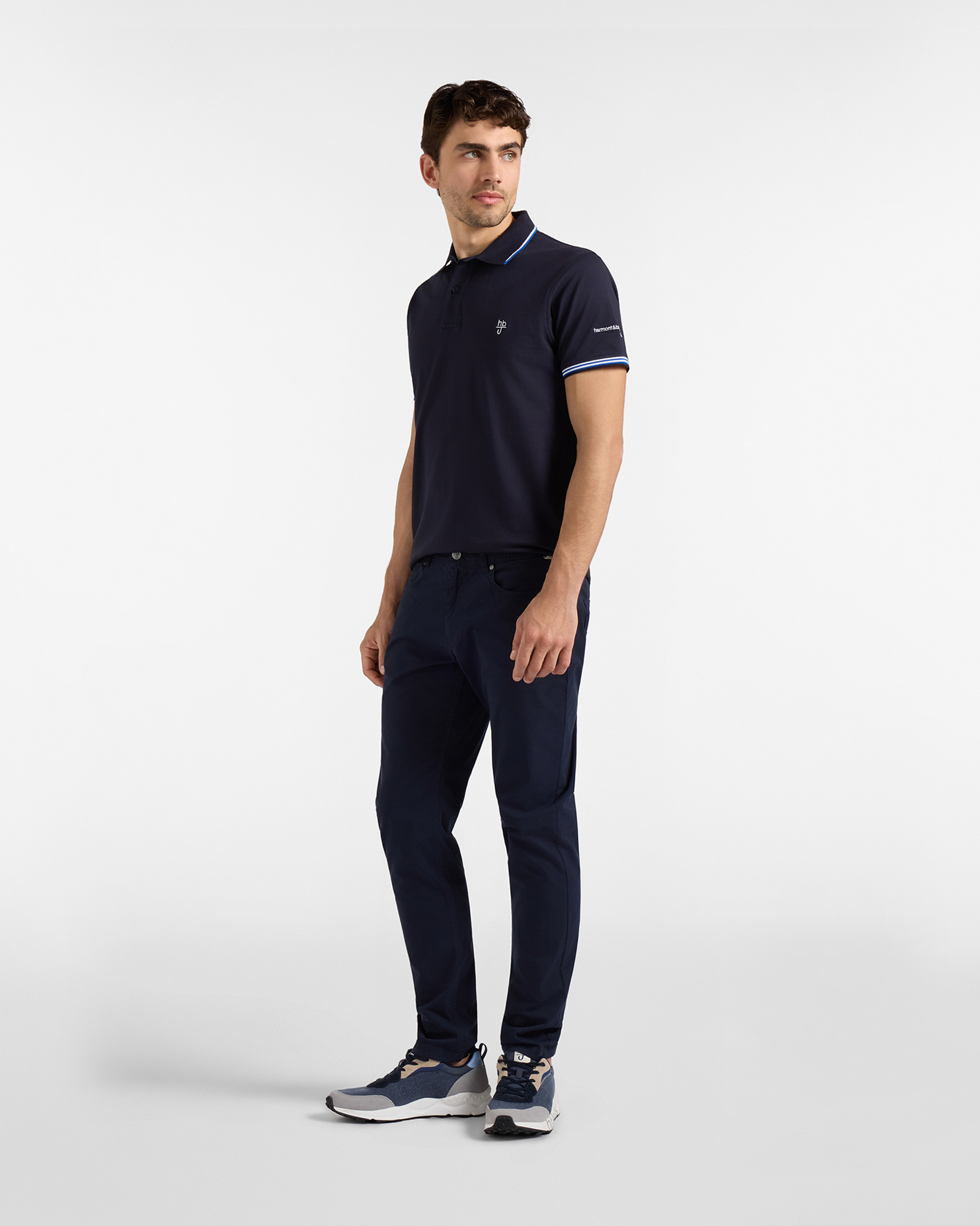 Polo uomo narrow fit con doppio logo, Blu scuro, large image number 3