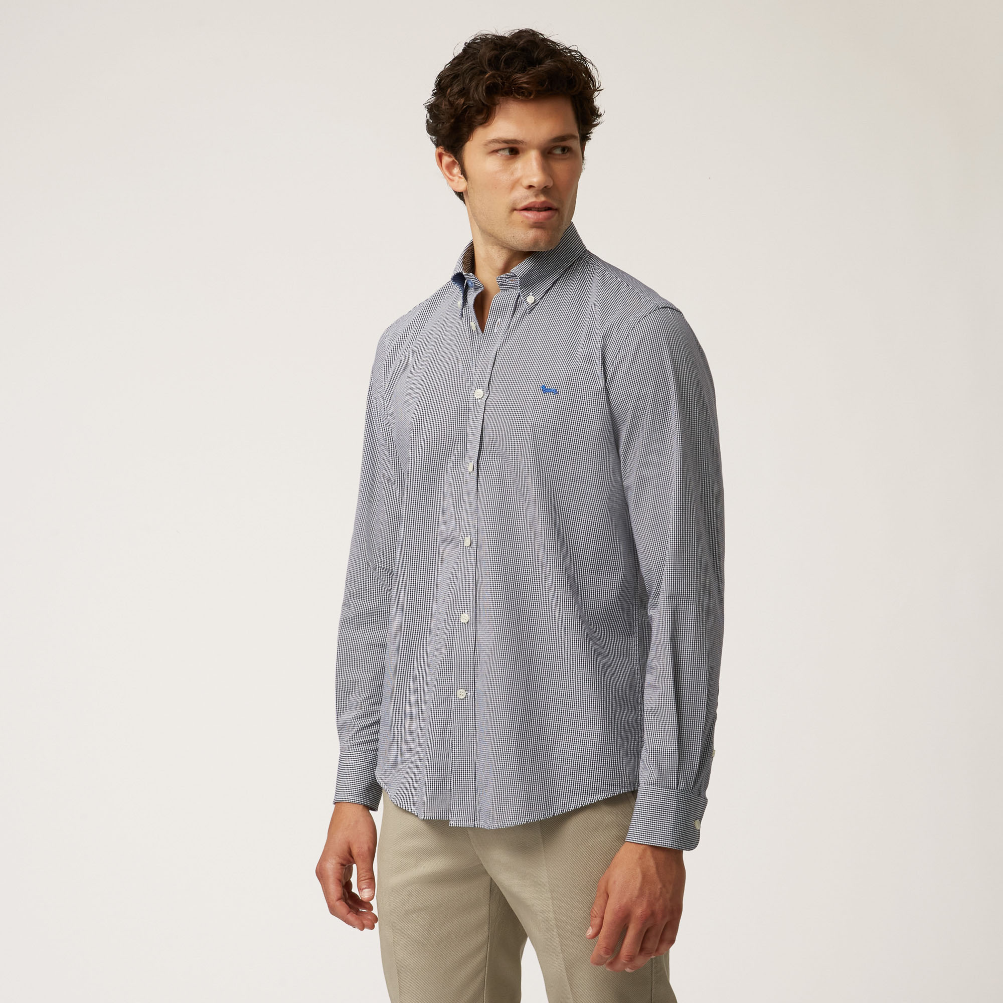 Camicia In Cotone Organico Con Contrasti Interni, Blu Sport, large