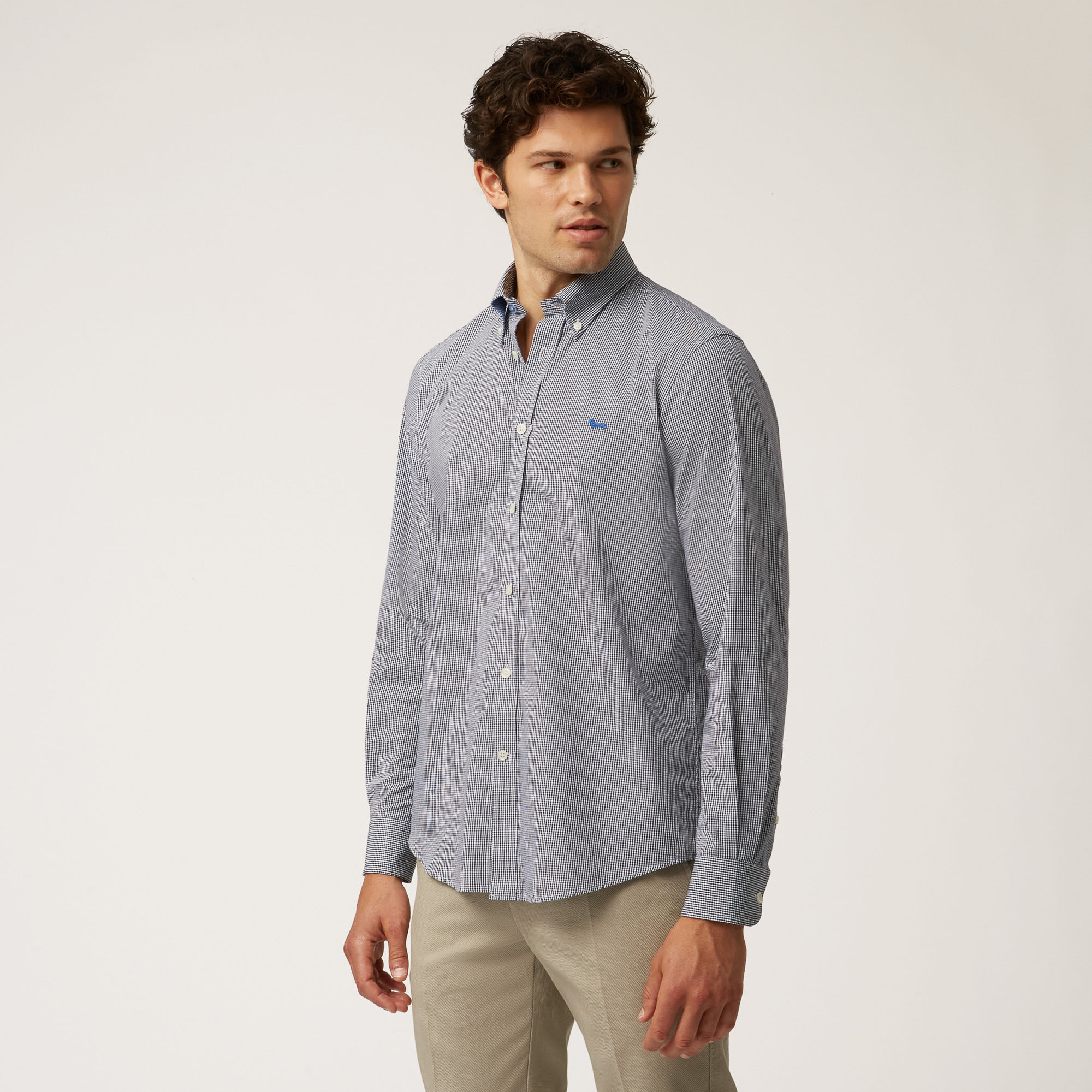 Camicia In Cotone Organico Con Contrasti Interni, Blu Sport, large image number 0