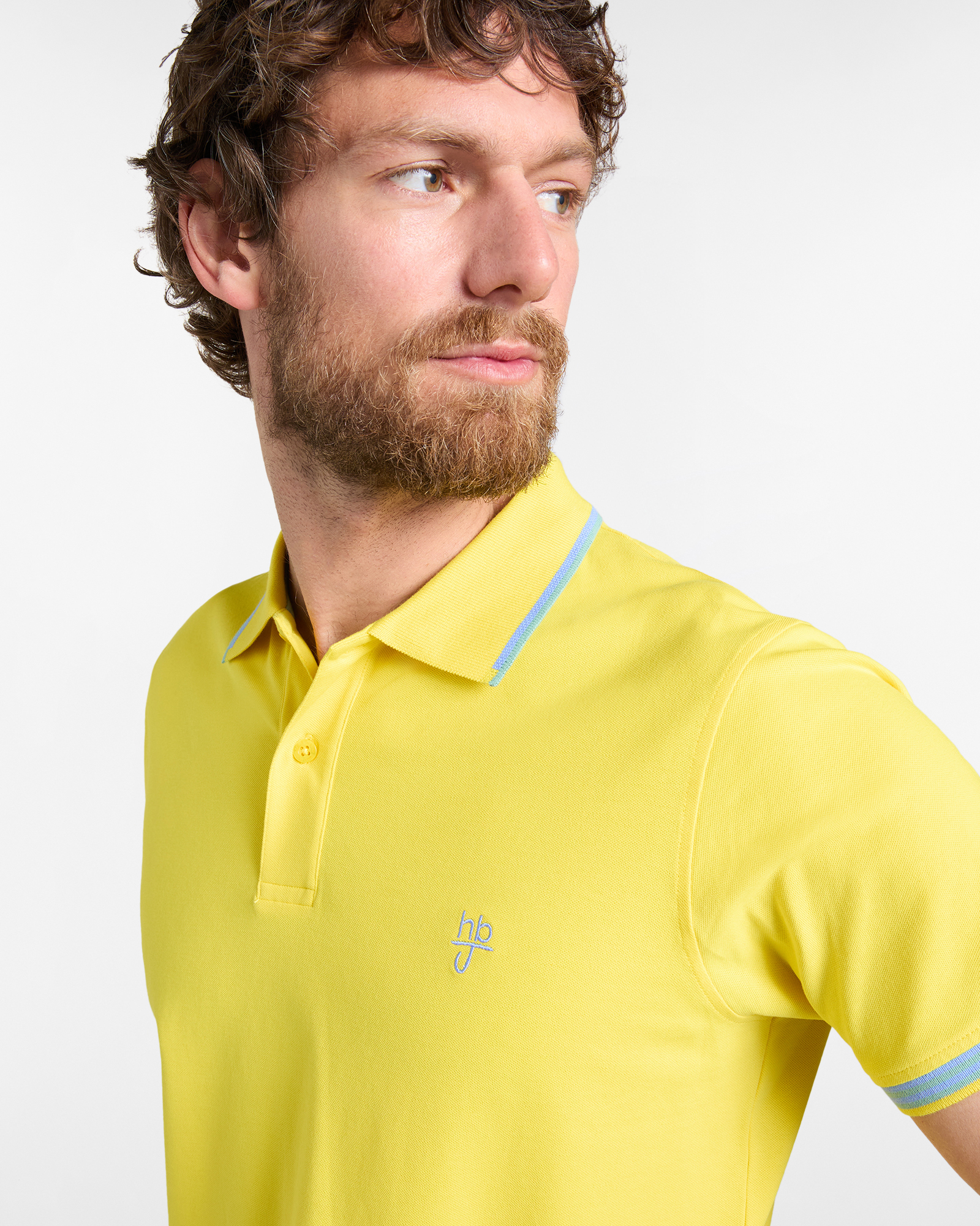Polo uomo narrow fit con doppio logo, Giallo, large image number 2