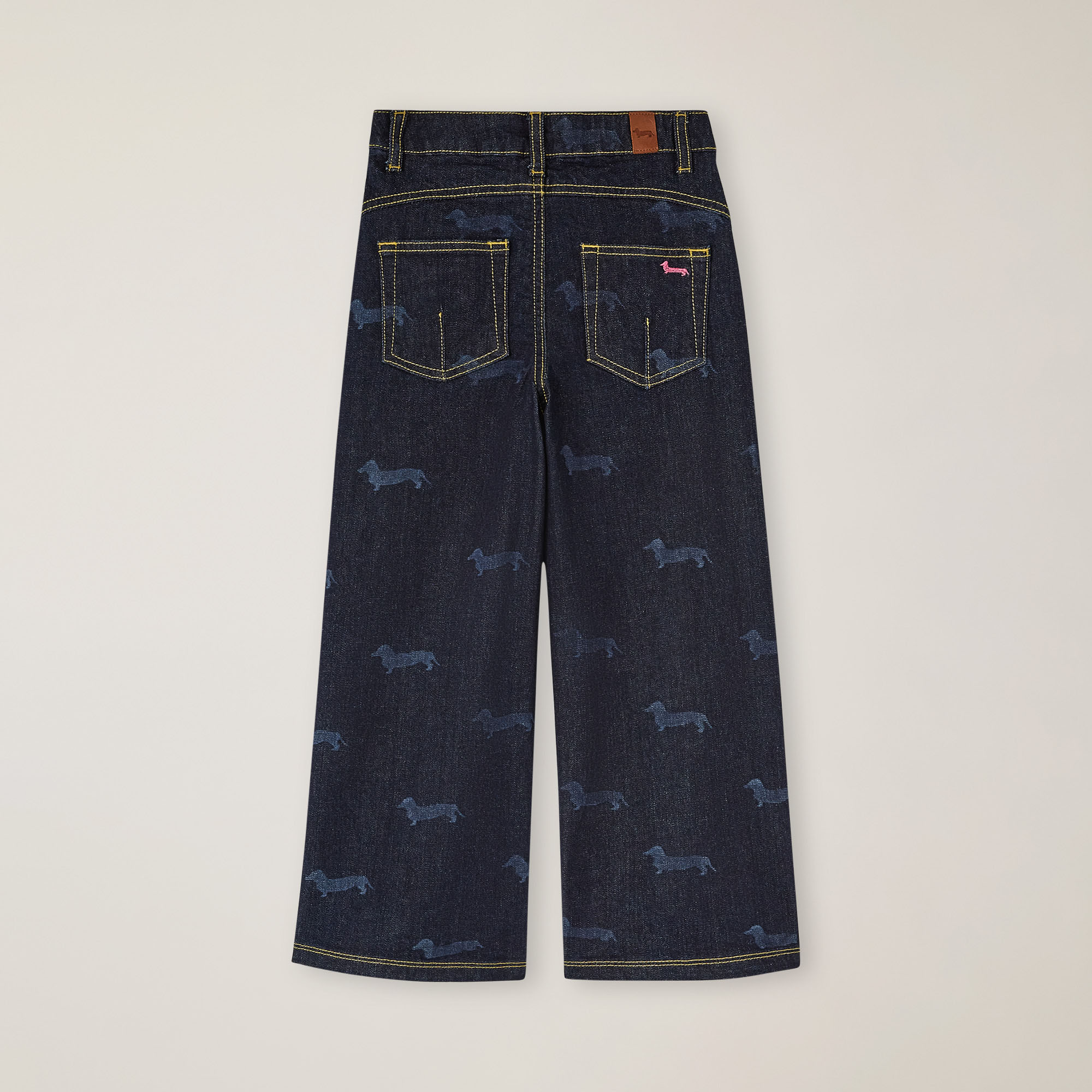 Cropped denim with Dachshund print, Navy blue, large image number 1