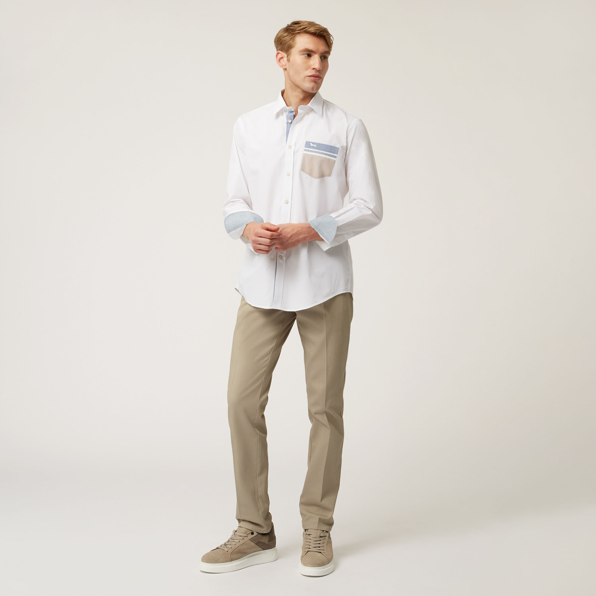 Camisa Con Bolsillo Y Detalles A Contraste, Blanco, large image number 3