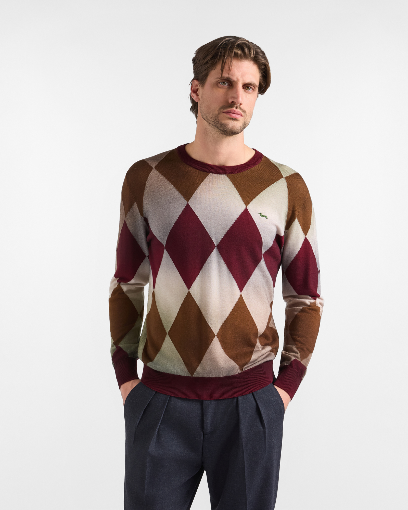 Men's Made in Italy sweater in red 100% pure wool with regular fit