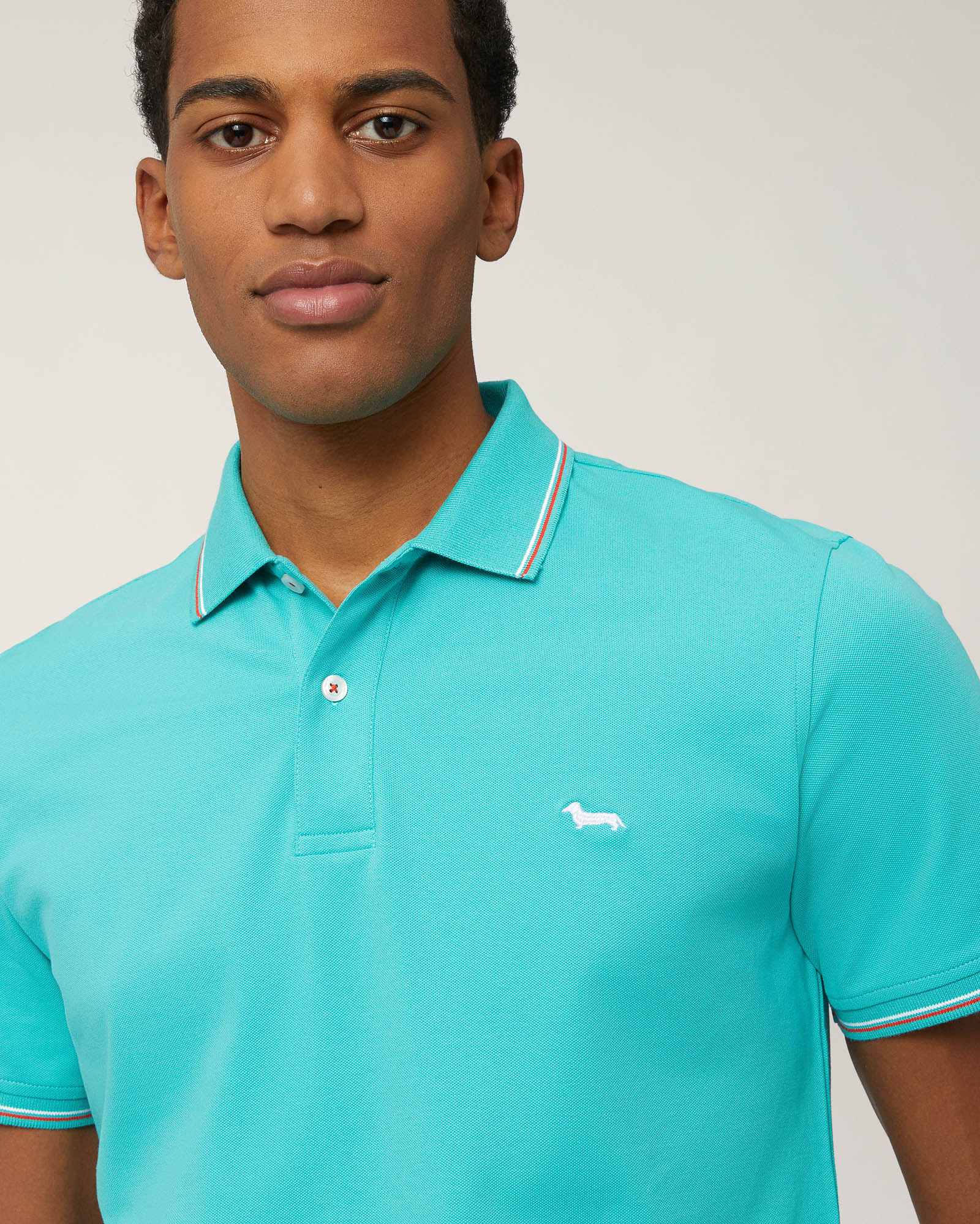 Polo with Striped Details, Turquoise, large image number 2