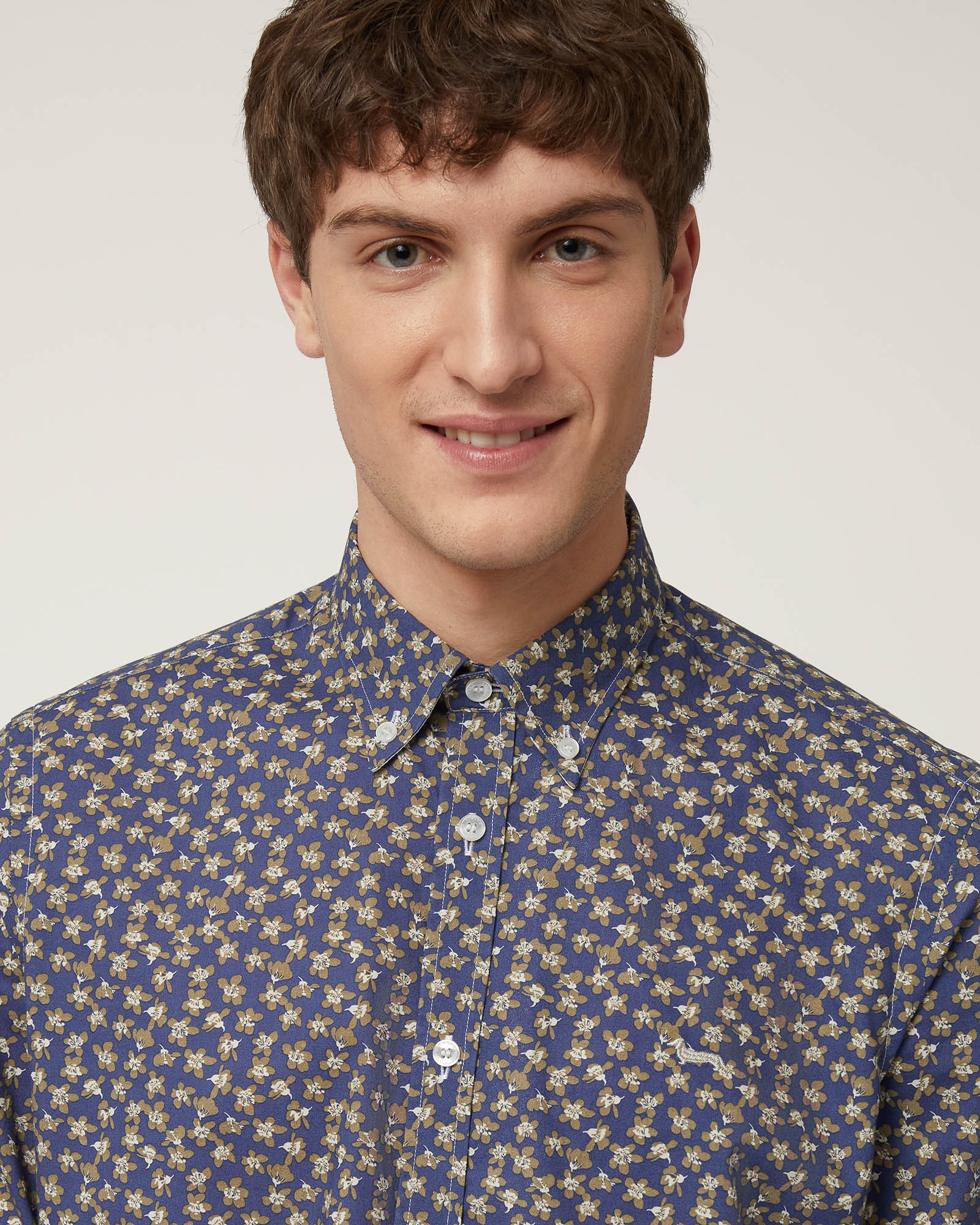 Floral Micro Pattern Shirt, Marine Blue, large image number 2