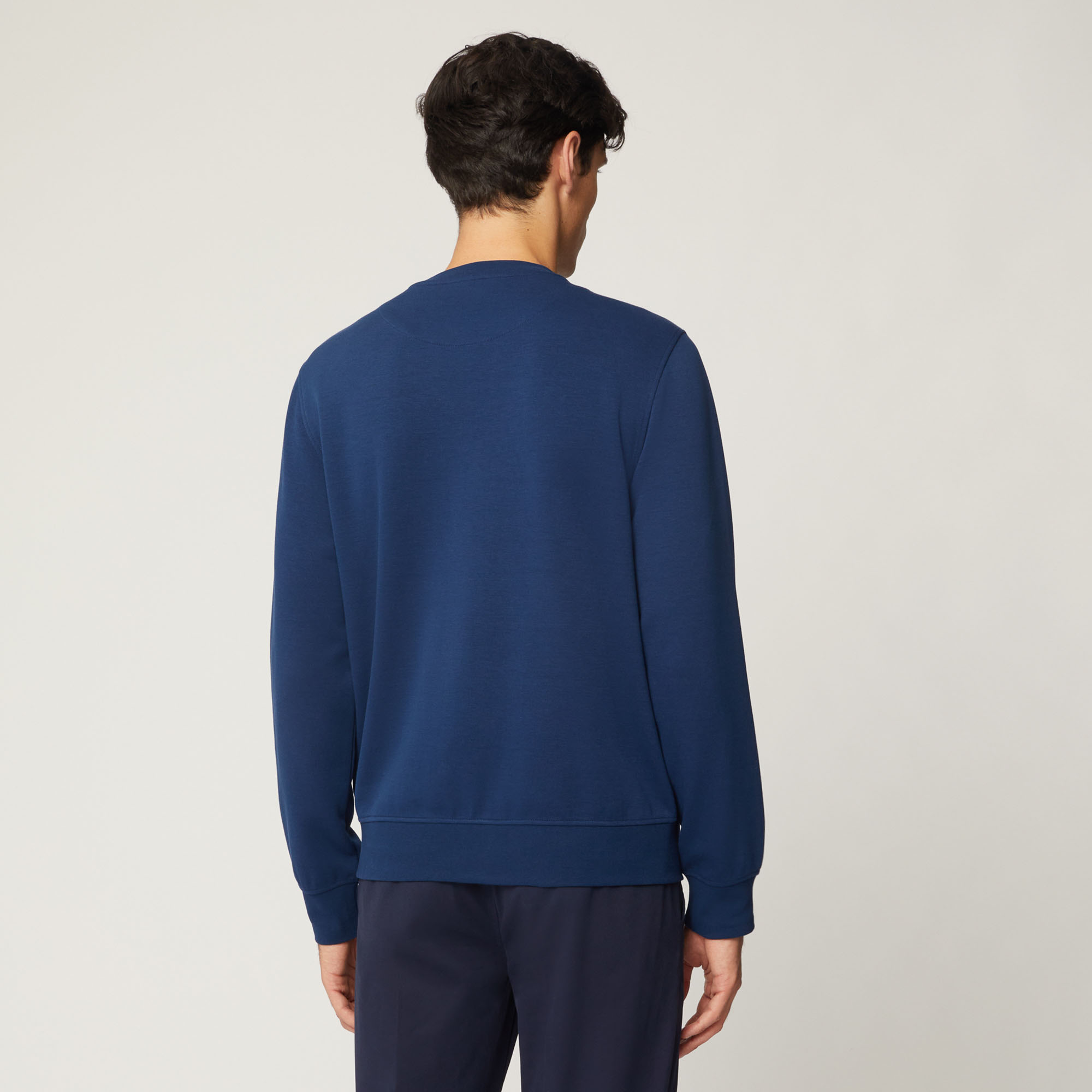 Felpa Girocollo Con Lettering, Blu, large image number 1