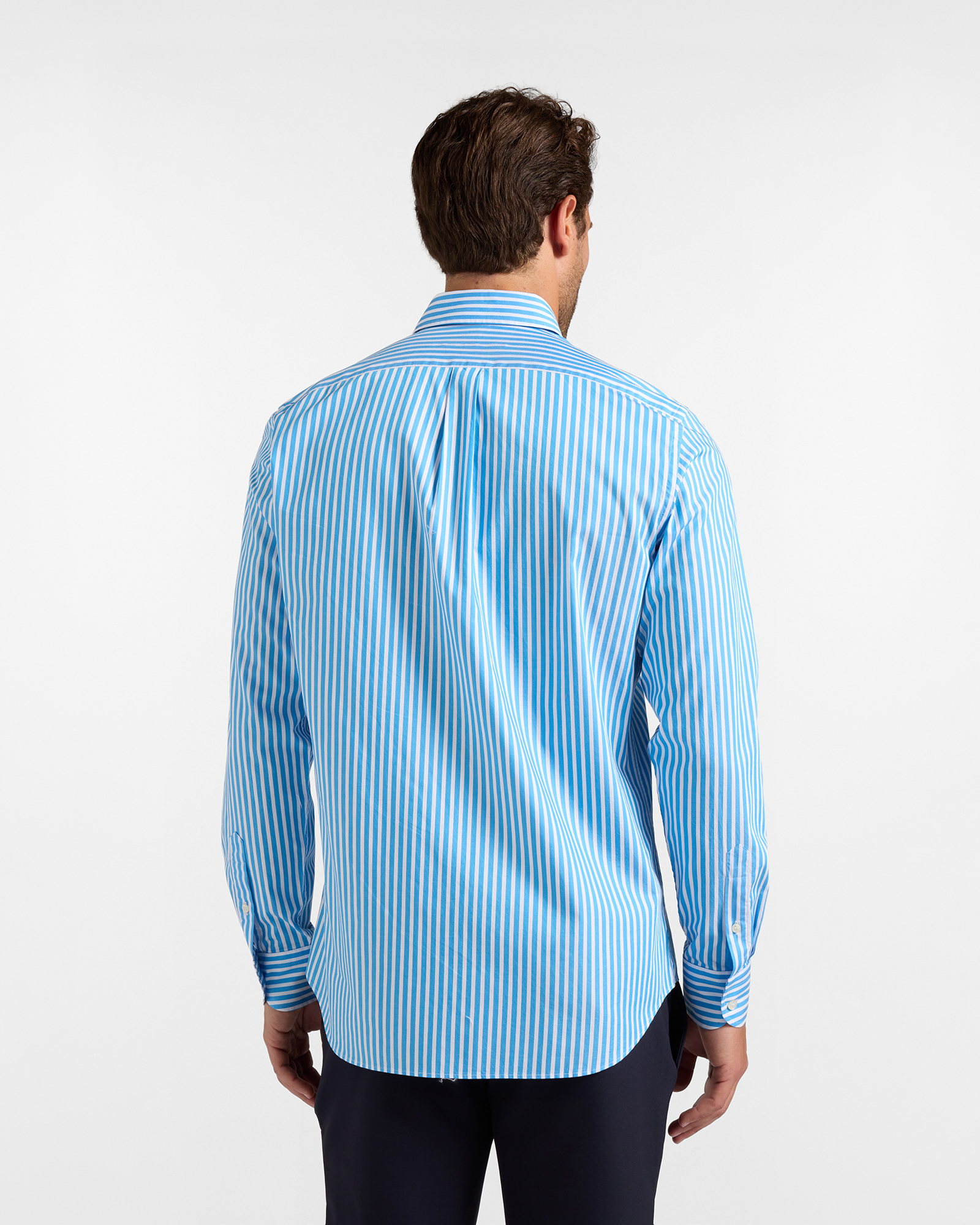 Men's regular-fit turquoise twill shirt with satin stripe, LIGHT BLUE, large image number 2