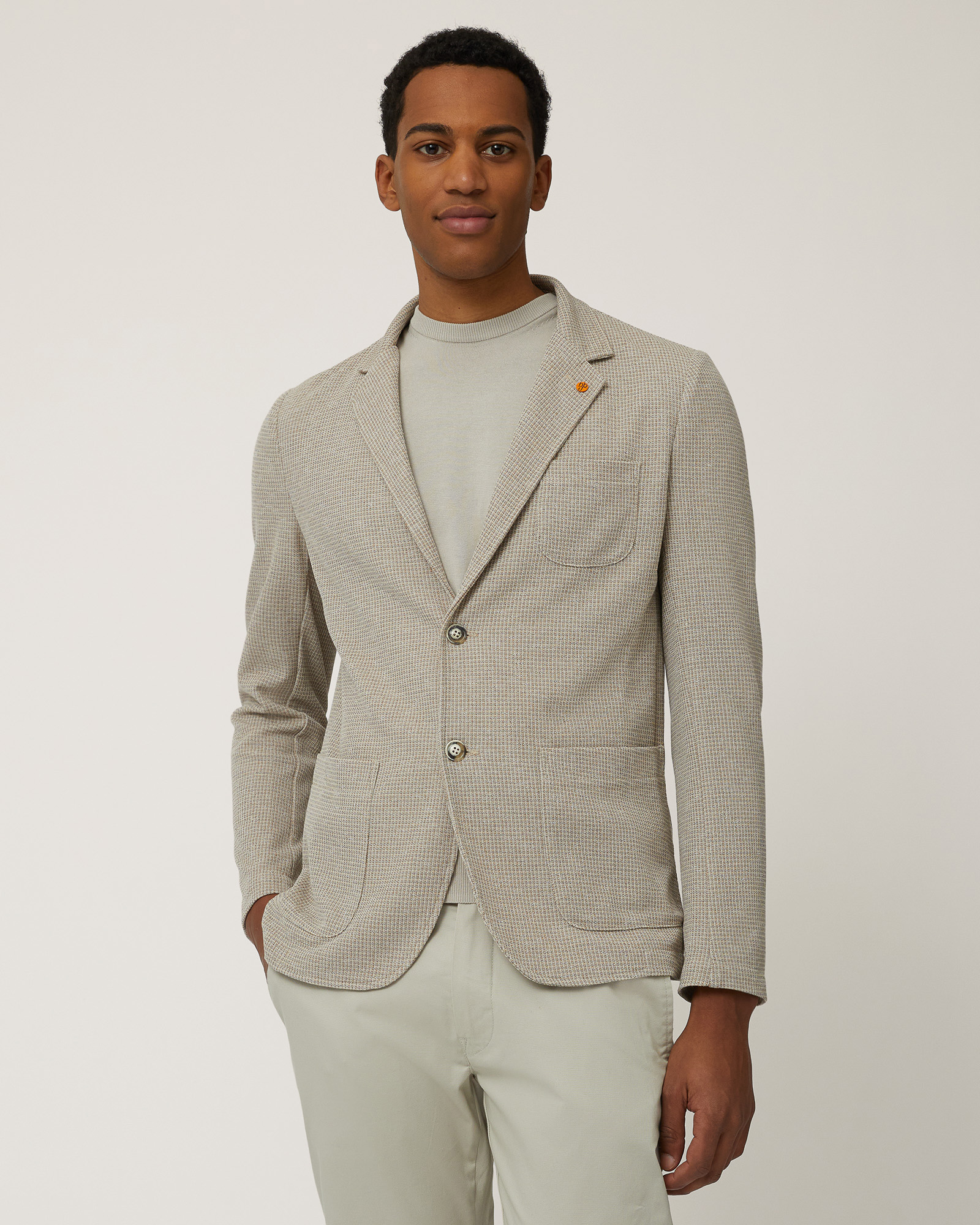 Giacca In Jersey Misto Cotone, Sabbia, large