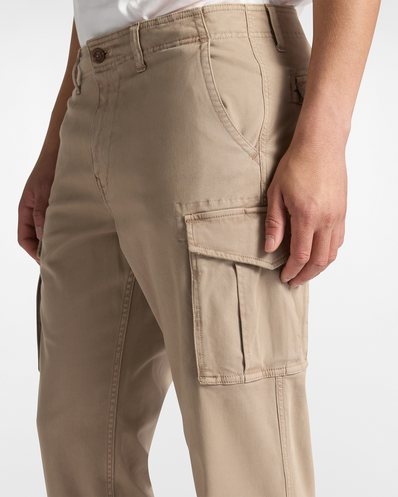 Cargo Trousers in Stretch Cotton, Sand, large image number 2