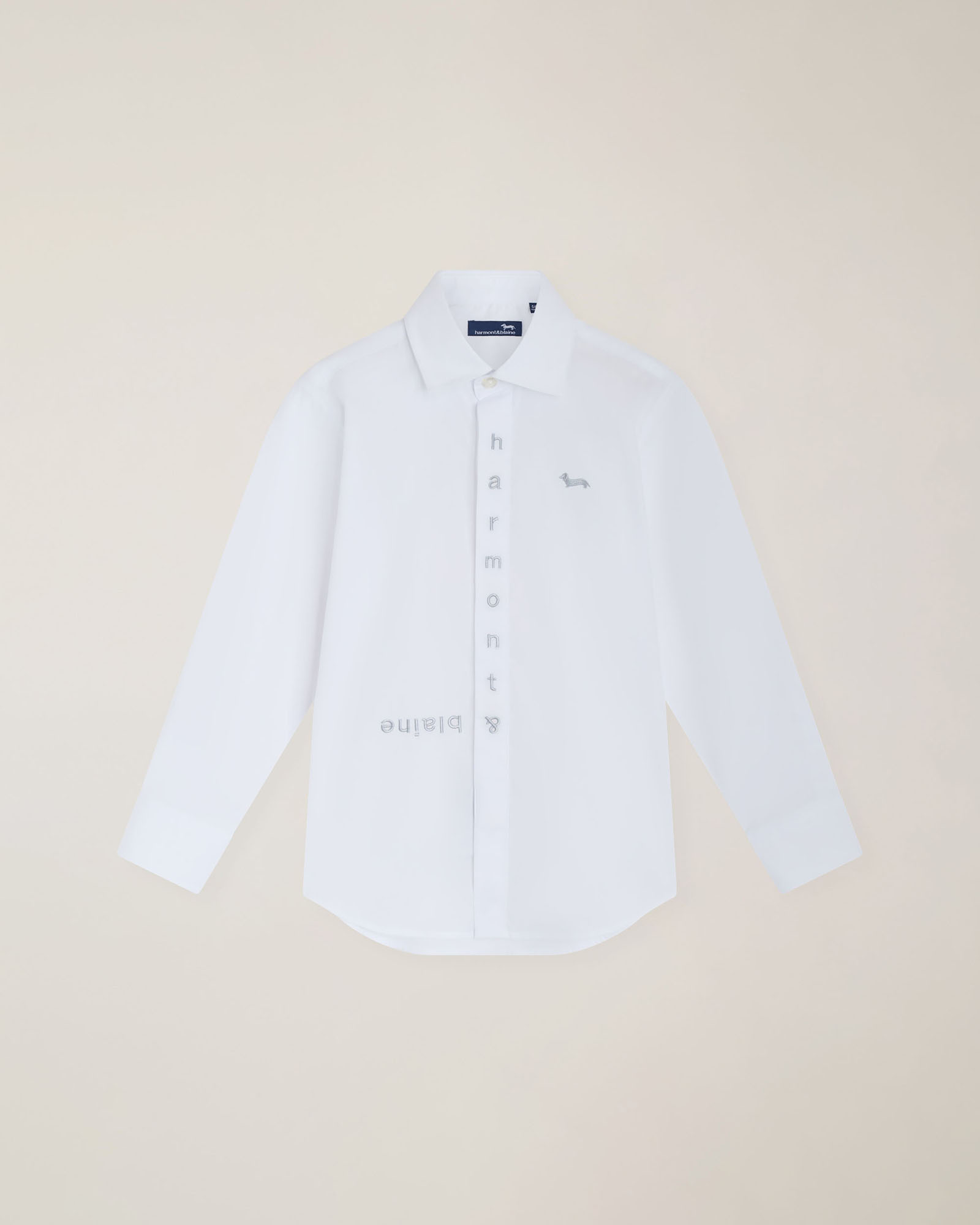 Poplin shirt with front embroidered logo