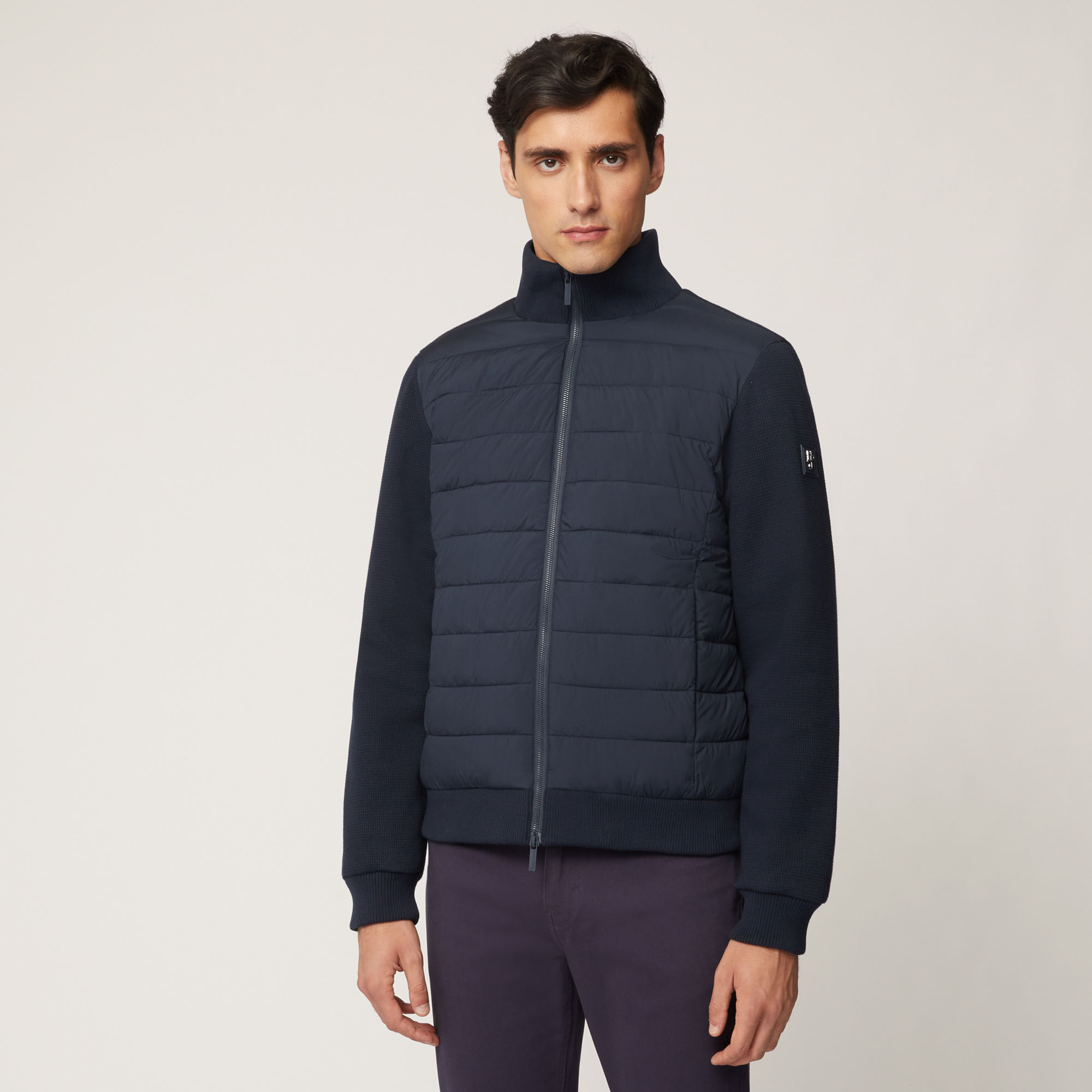 Giubbotto In Doppio Tessuto Con Trapuntatura Frontale, Light Blue, large image number 0