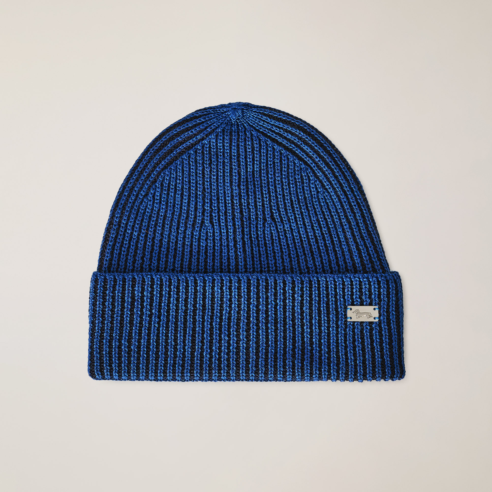 Gorro Corto En Mezcla De Lana Acanalada, Azul, large image number 0