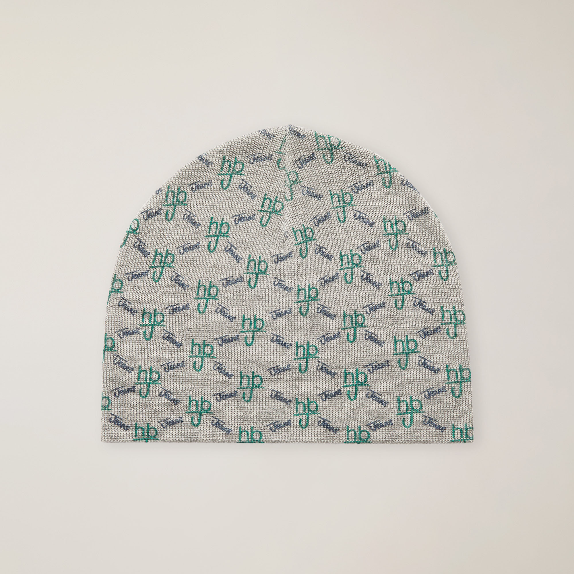 Berretto In Misto Lana Con Logo E Lettering All-Over, Verde Petrolio, large image number 0