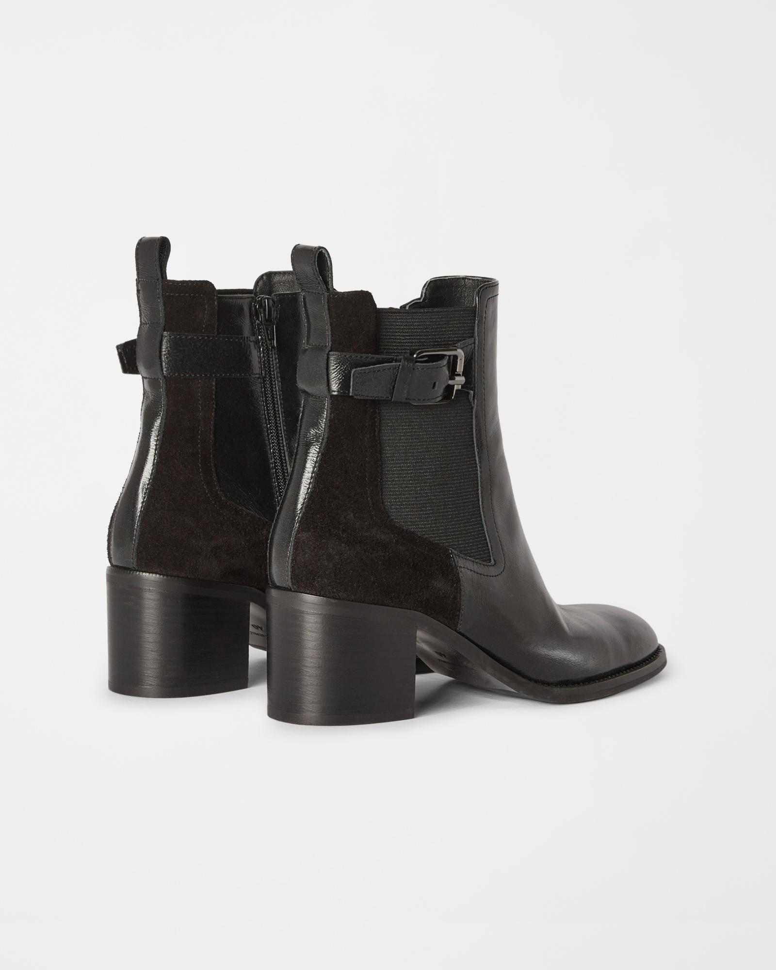 Women&rsquo;s leather ankle boots, BLACK, large