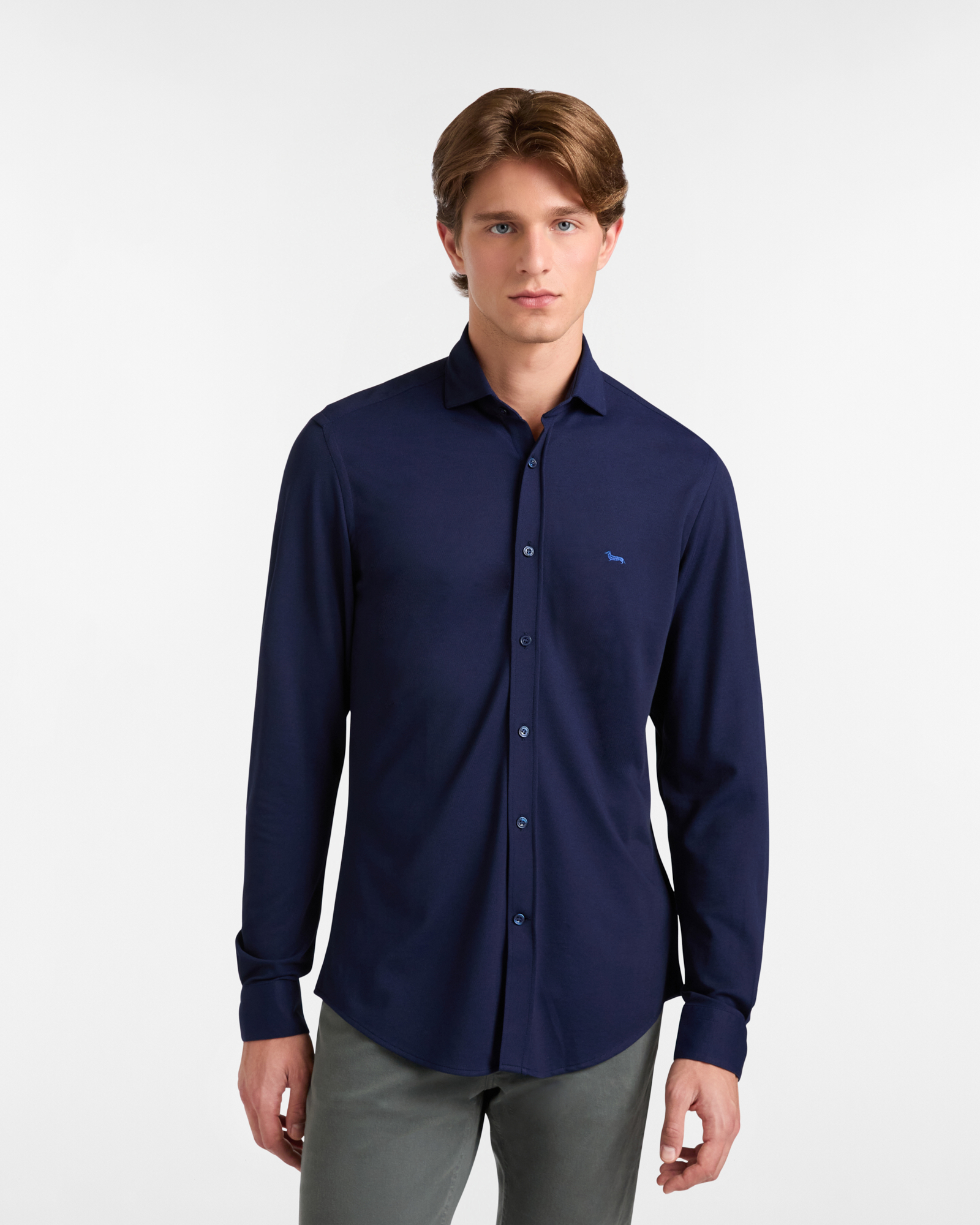 Solid Color Jersey Shirt, Blue, large