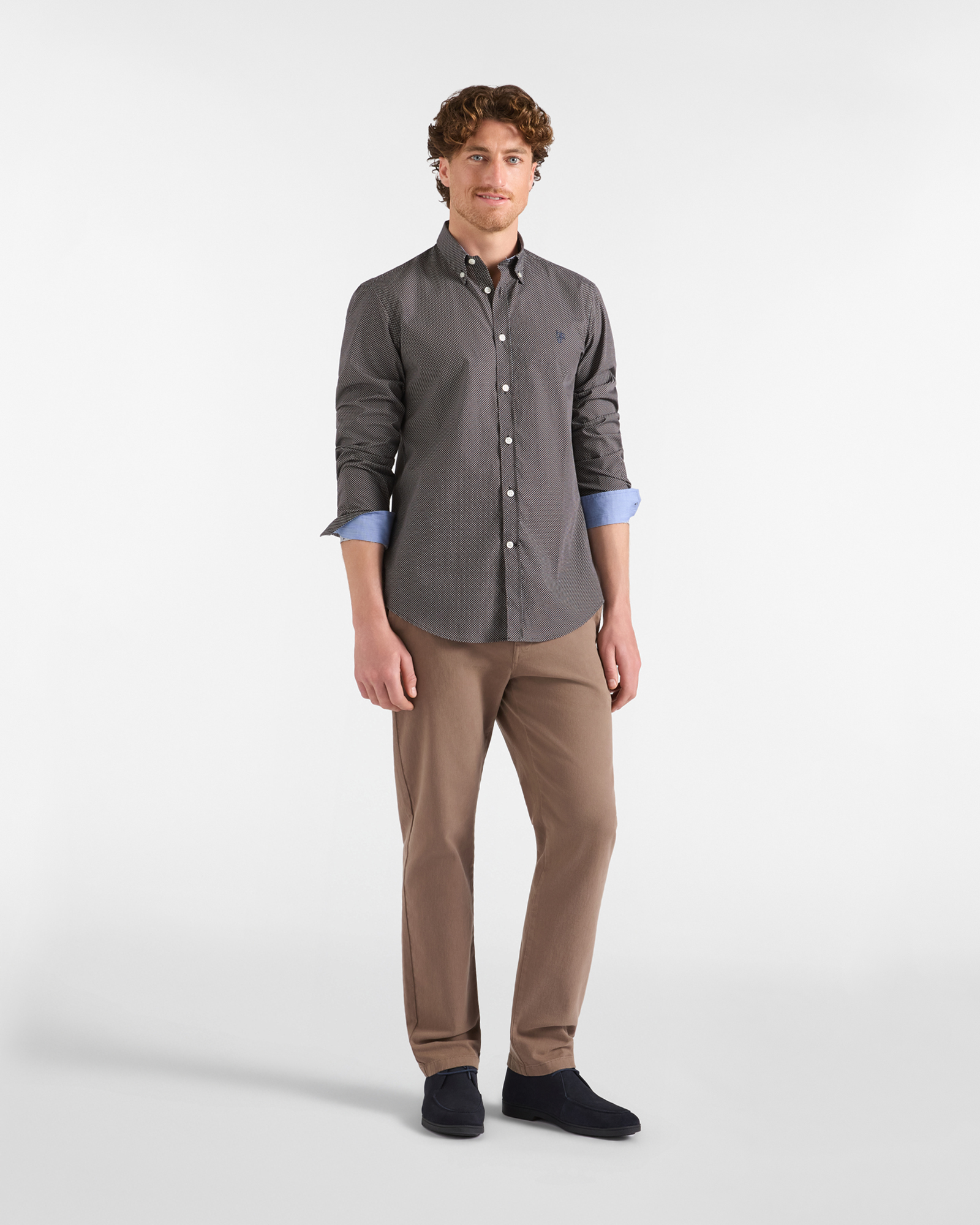 Pantalone Chino HBJ Uomo Regular Fit in Bull di Cotone Stretch, BEIGE, large