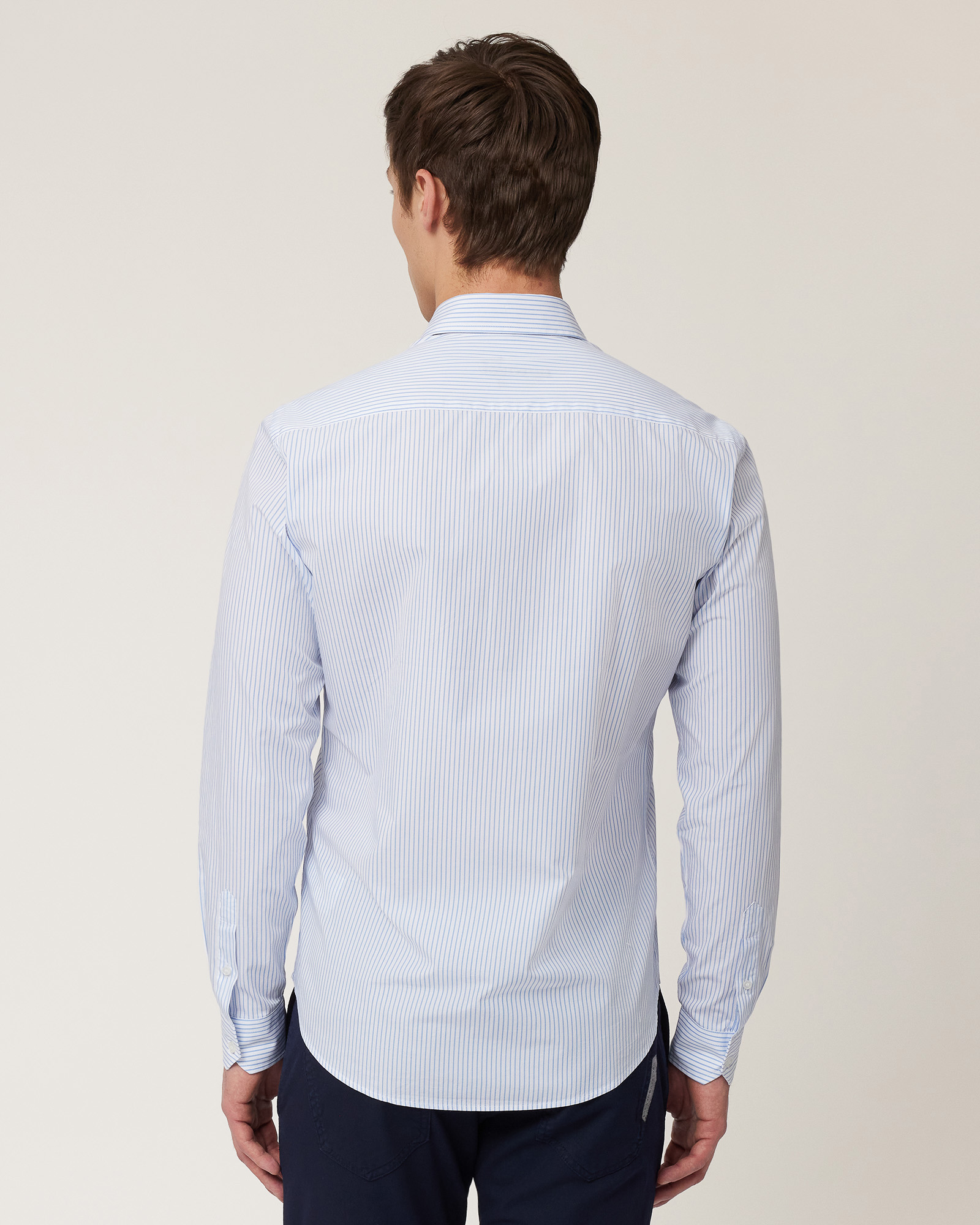 Camicia Rigata In Puro Cotone, Blu Sky, large image number 1