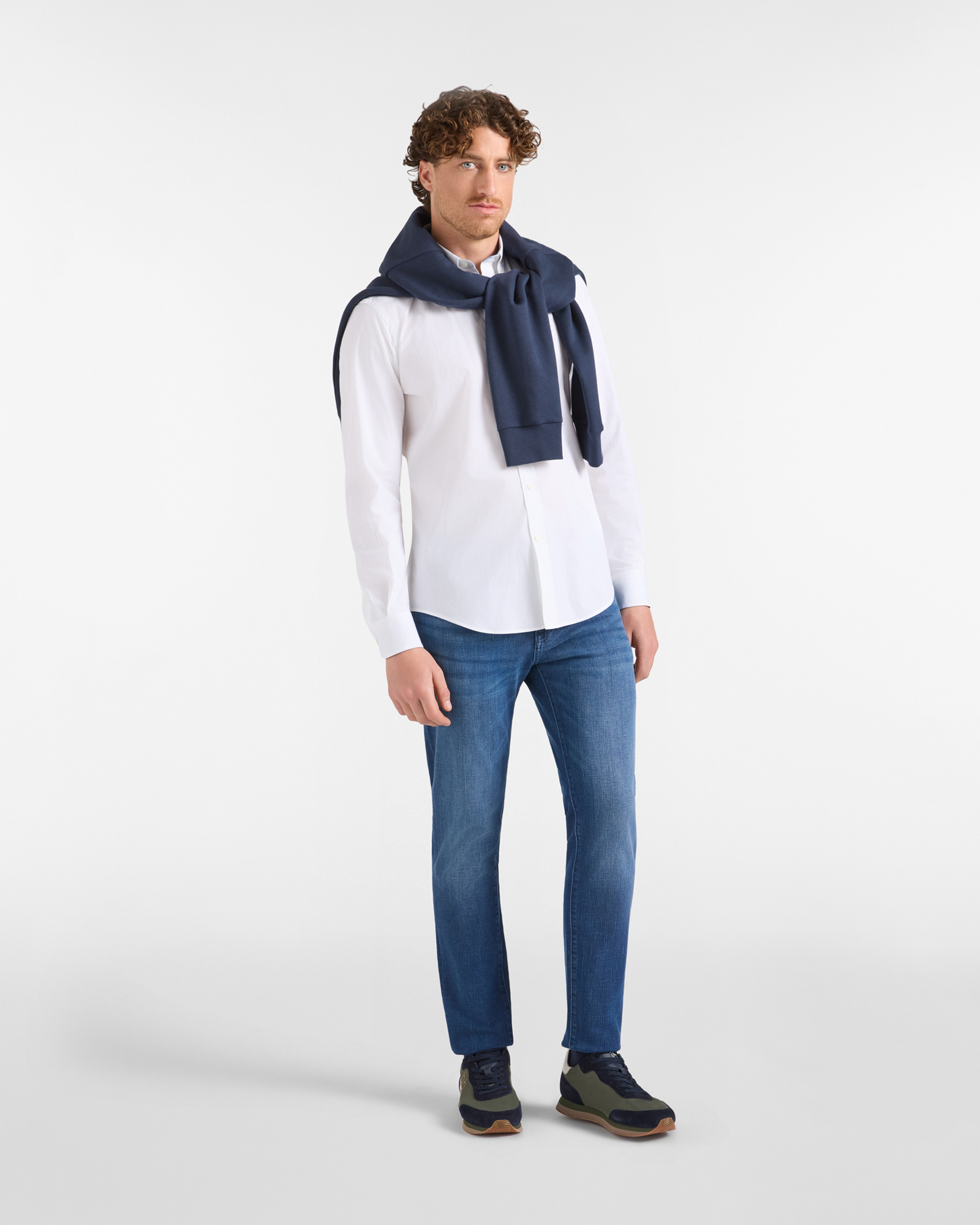 Camicia HBJ Uomo Regular Fit in cotone stretch, BIANCO, large image number 3