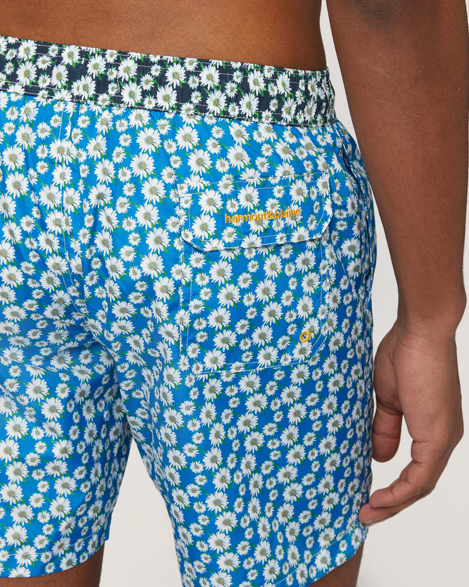 Swim Trunks with Daisies, Light Blue, large image number 2
