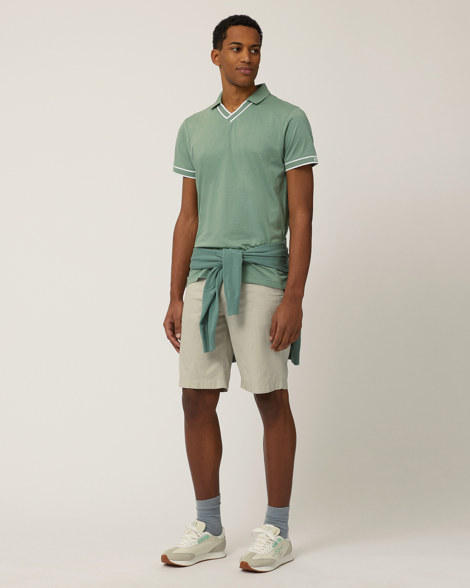 Polo with Jacquard Trims, Moss Green, large image number 3