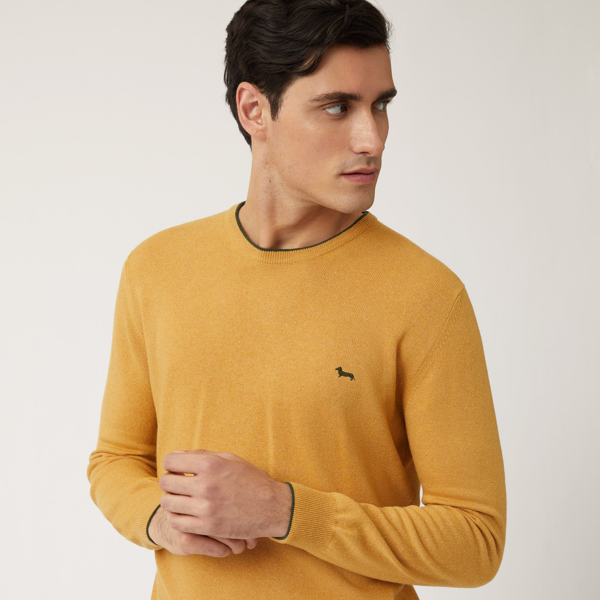 Wool And Viscose Crew-Neck Pullover, Gold, large image number 2