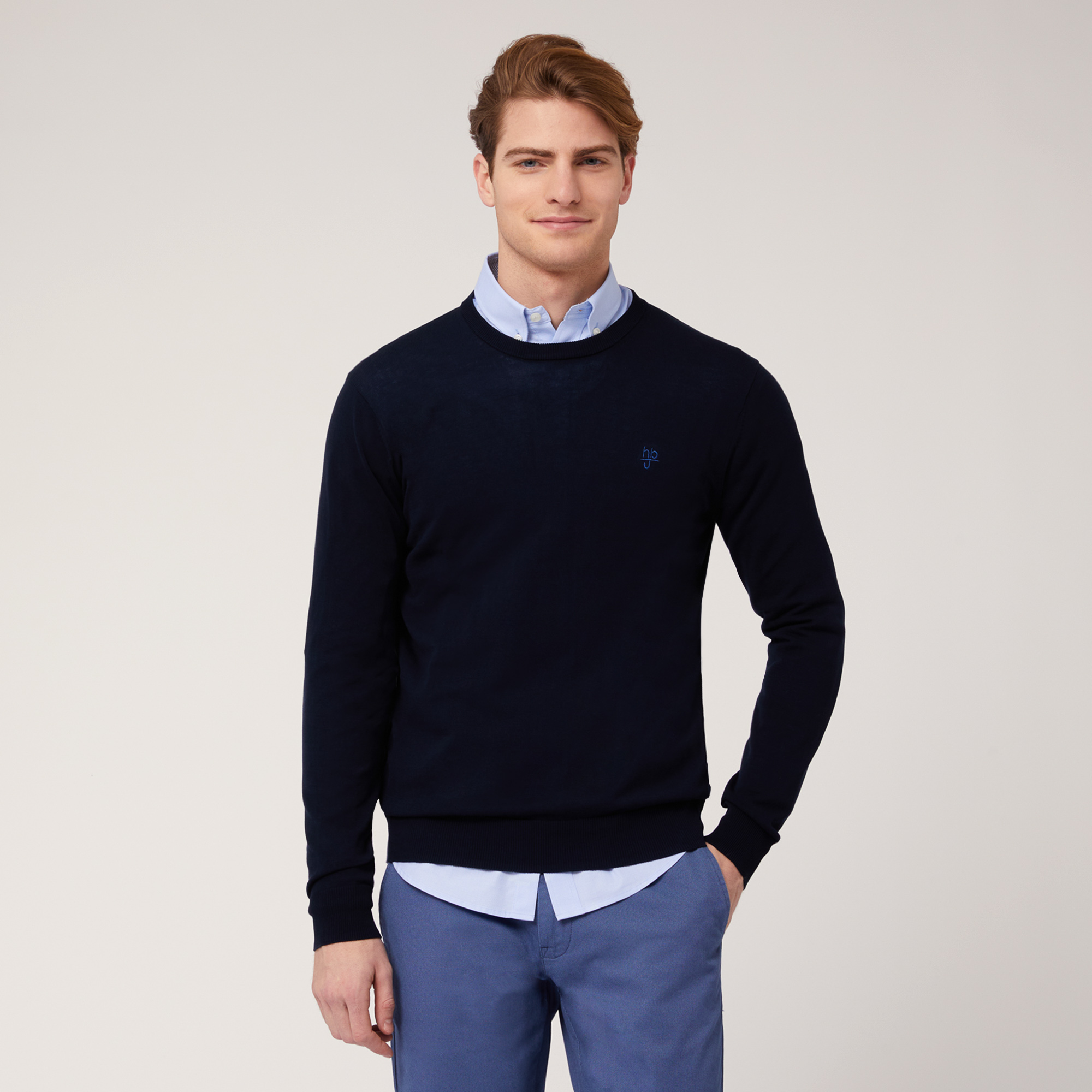 Pullover Girocollo In Cotone, Light Blue, large image number 0