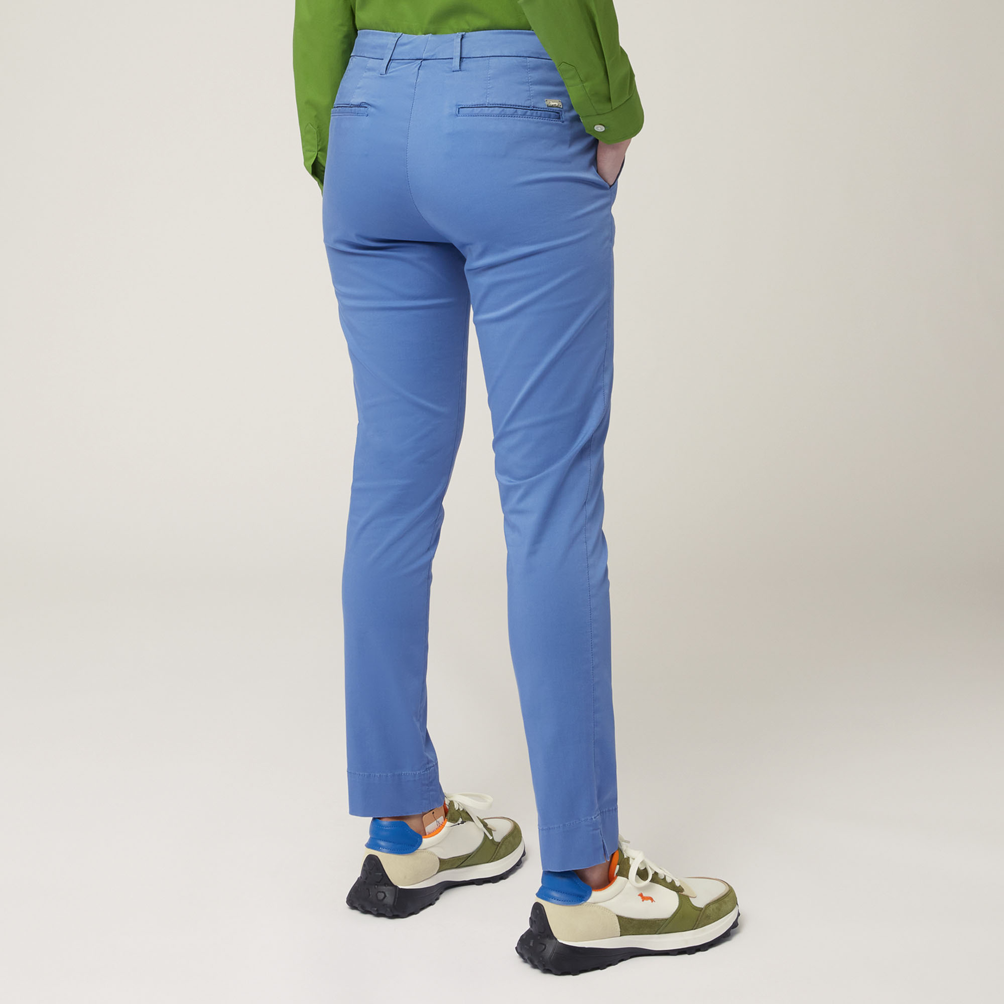 Pantaloni Chino In Raso, Bluette, large image number 1