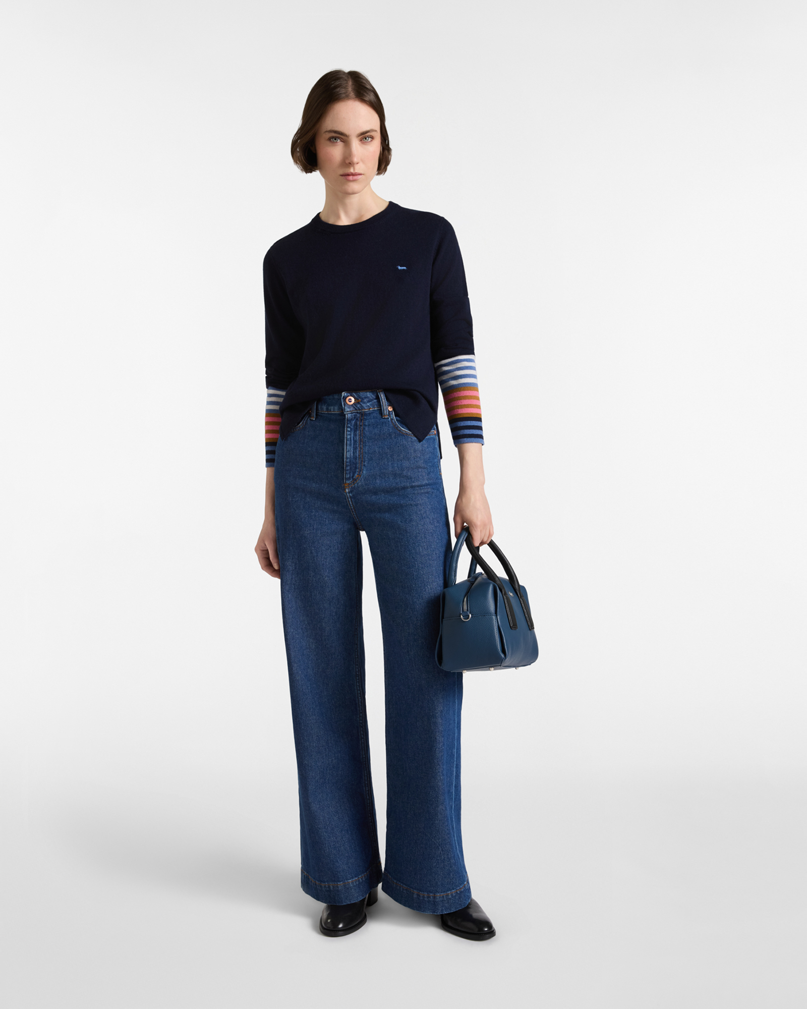 CONTRAST STRIPES ON SLEEVES, NAVY BLUE, large image number 3