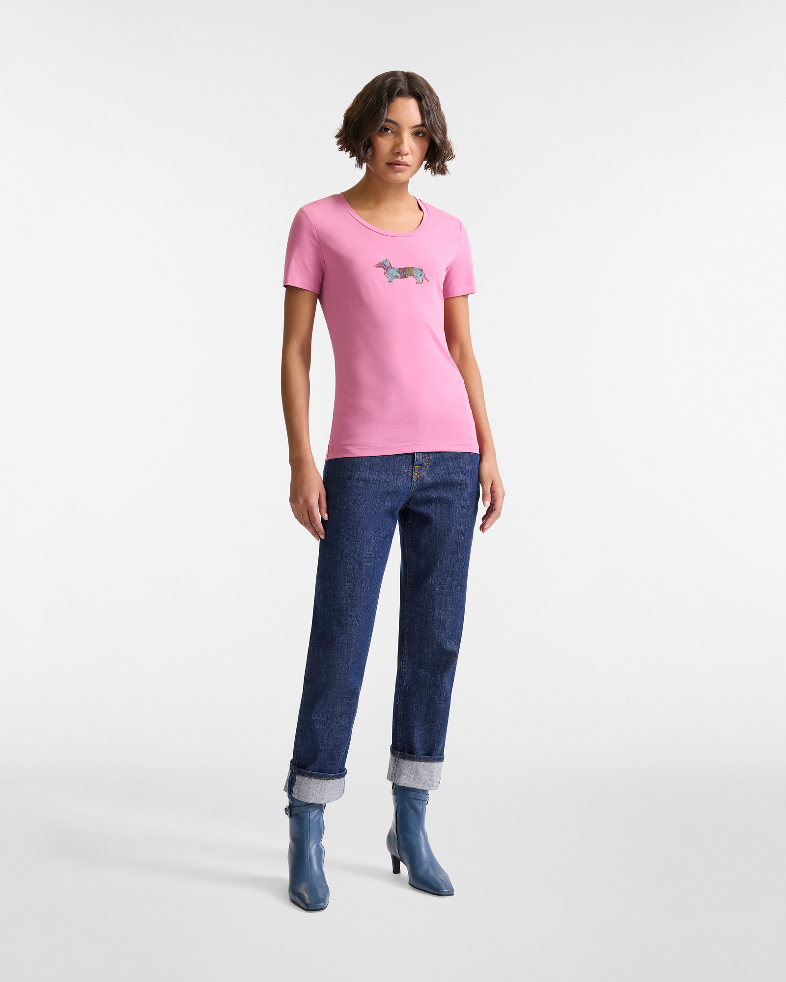 T-Shirt with Decorated Dachshund, Purple, large image number 3