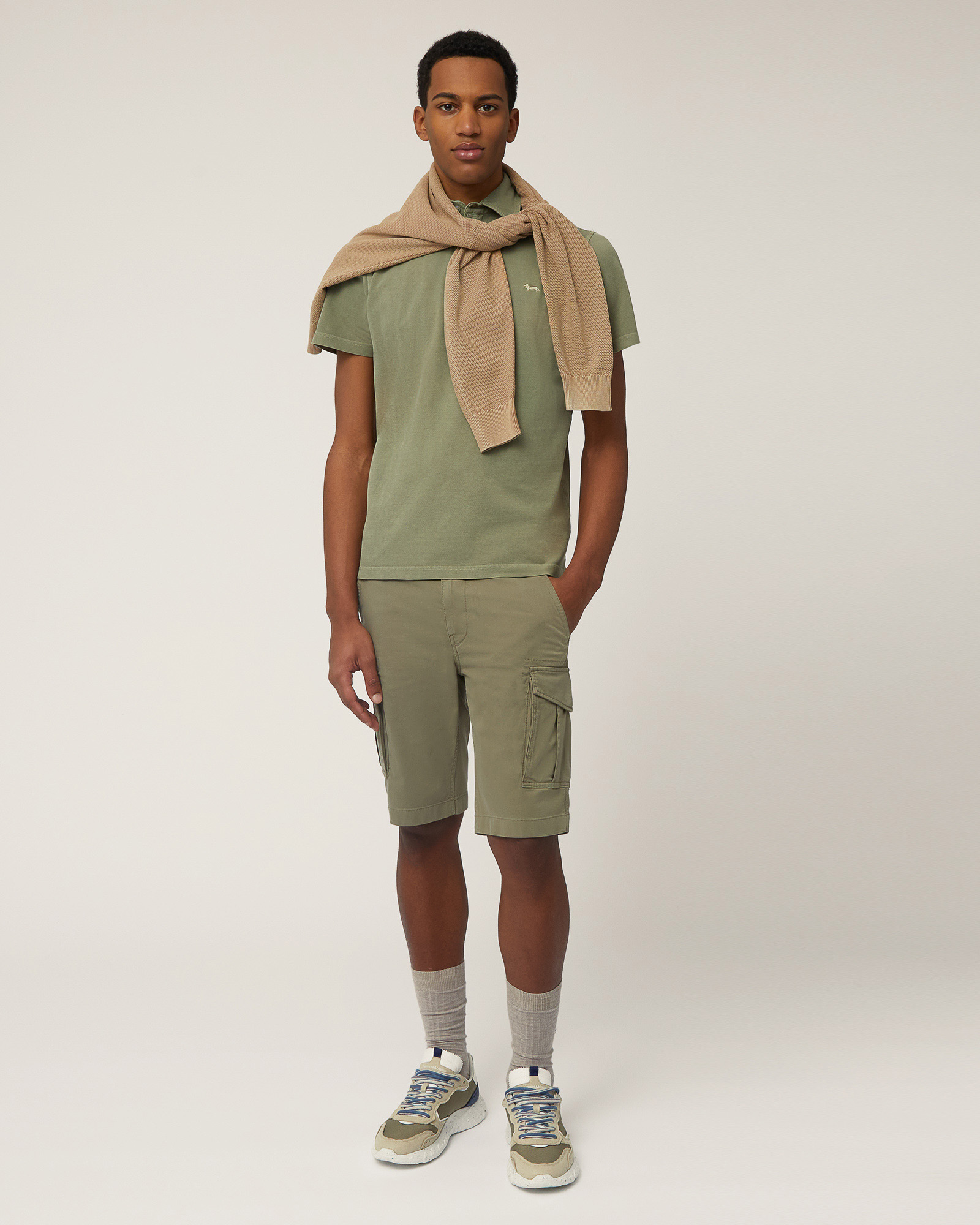 Bermuda Cargo En Coton, Vert militaire, large image number 3