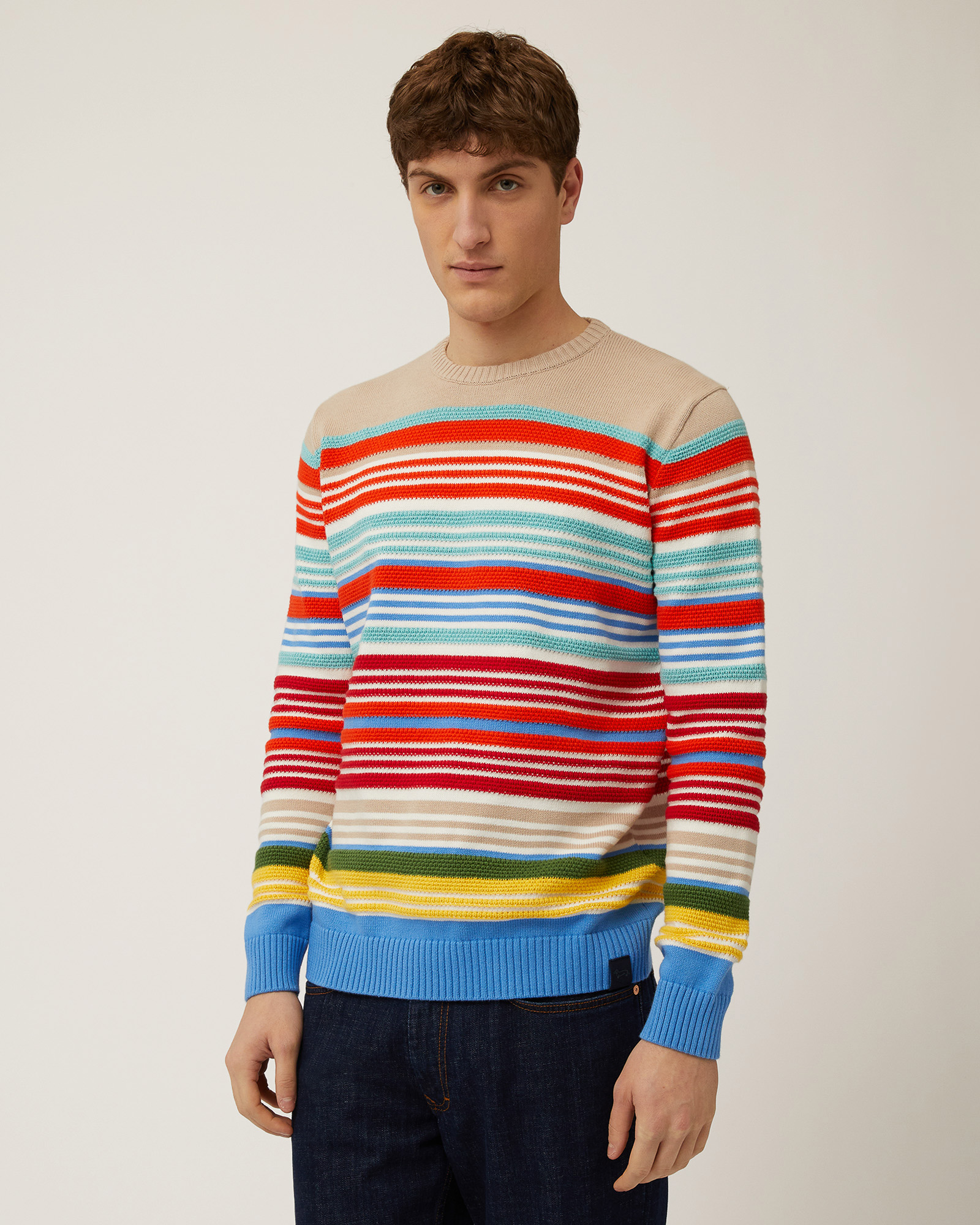 Multicolor Stripe Pullover, Light Blue, large image number 0