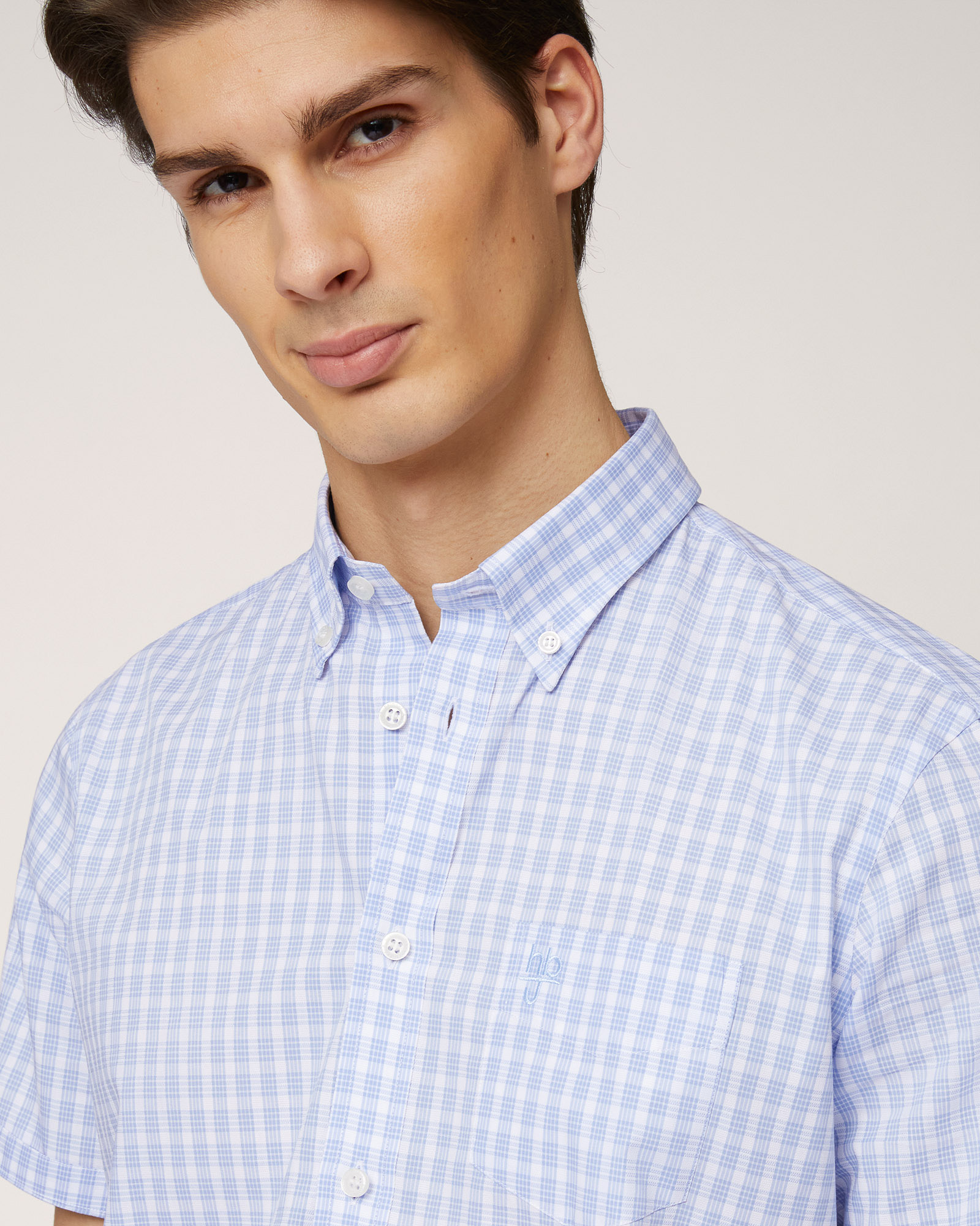 Check Short-Sleeved Shirt, Sport Blue, large image number 2