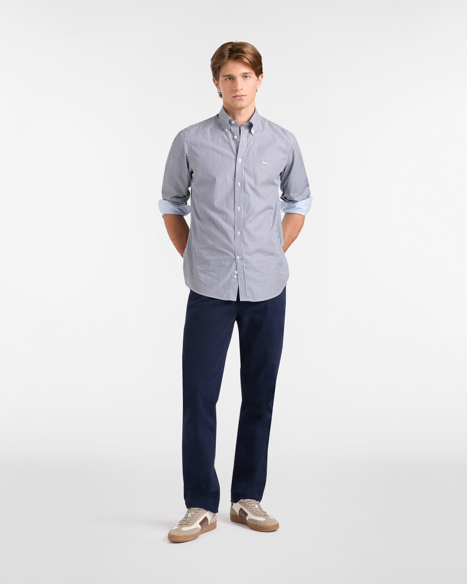 Regular Fit Gabardine Pants, Navy Blue, large image number 3