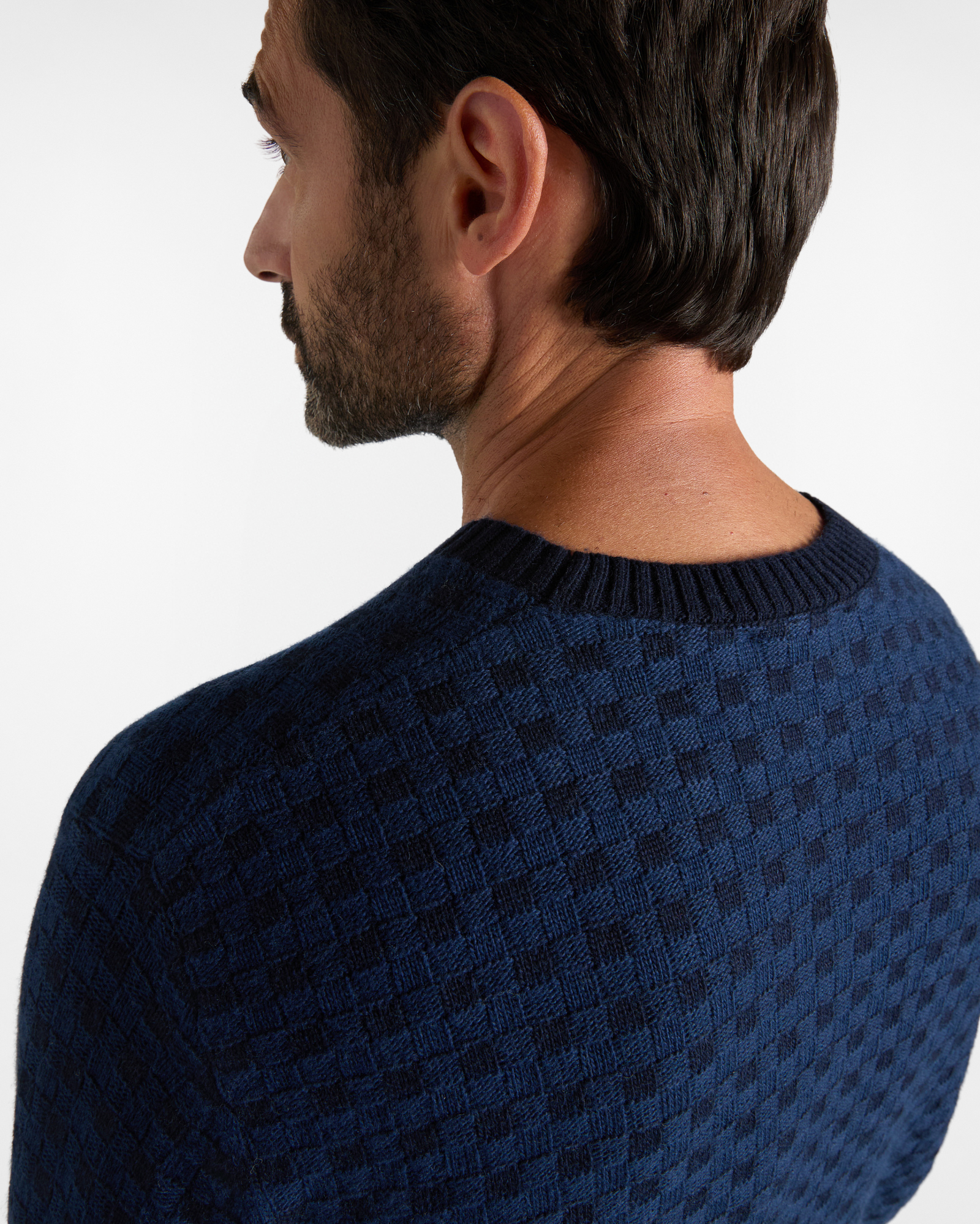 Maglia Girocollo HBJ Uomo in Misto Lana e Cashmere, BLU SCURO, large
