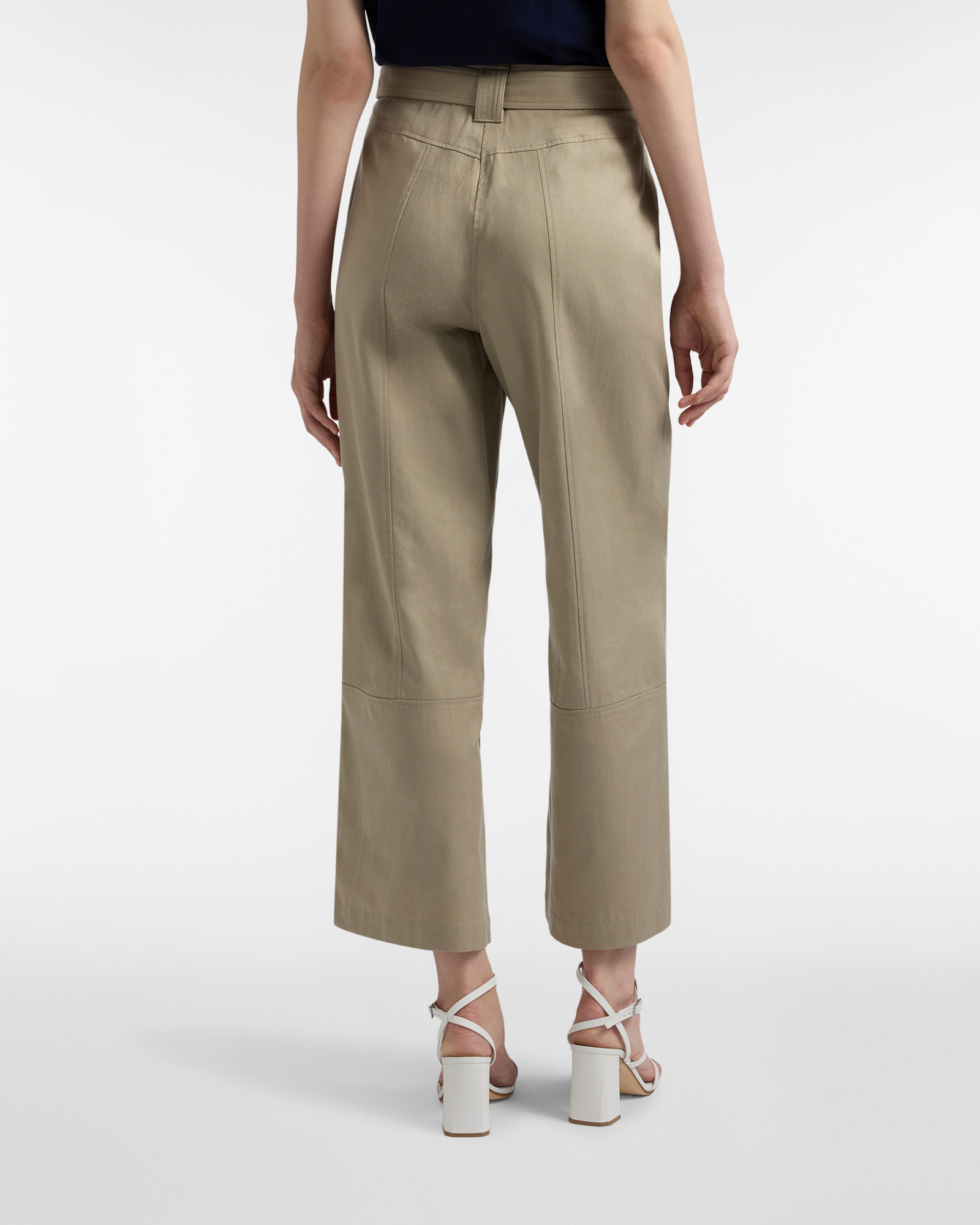 Women's pants with belt and topstitched loops