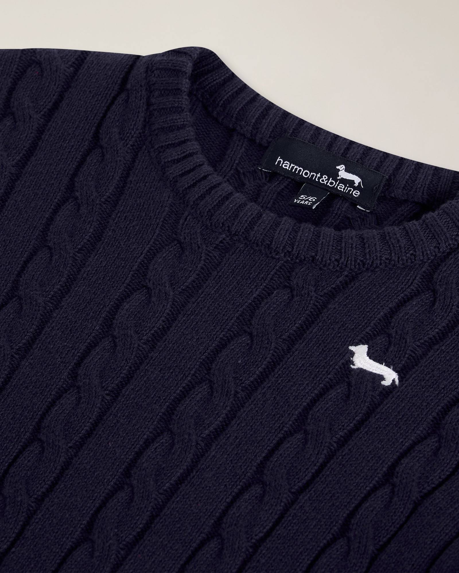 Cable knit sweater with embroidered logo, Navy Blue, large image number 2
