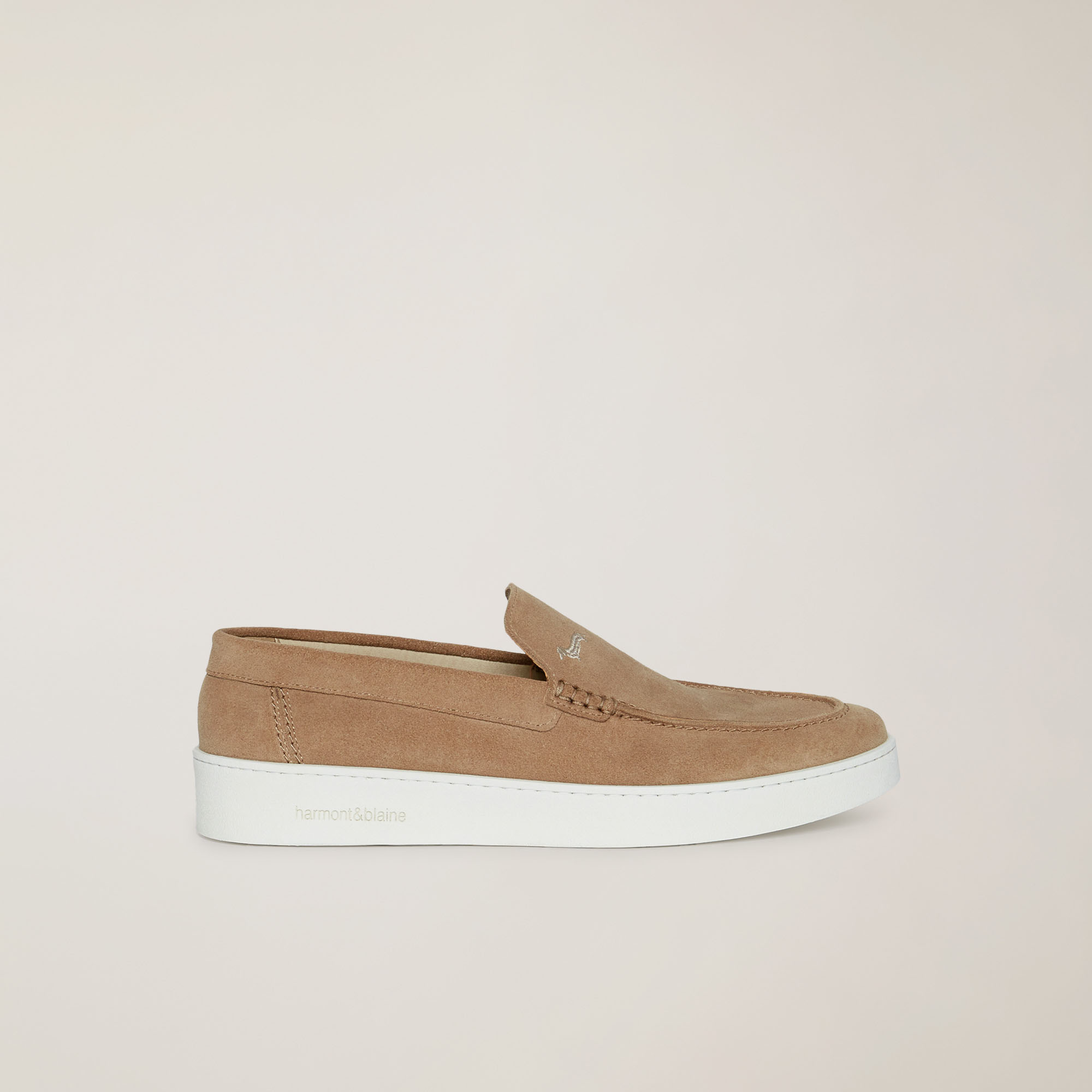 Leather Slip-On Sneaker, Beige, large