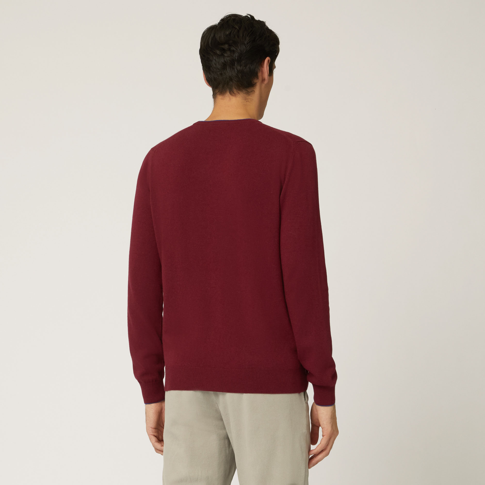 Pullover Girocollo In Lana E Viscosa, Viola, large image number 1