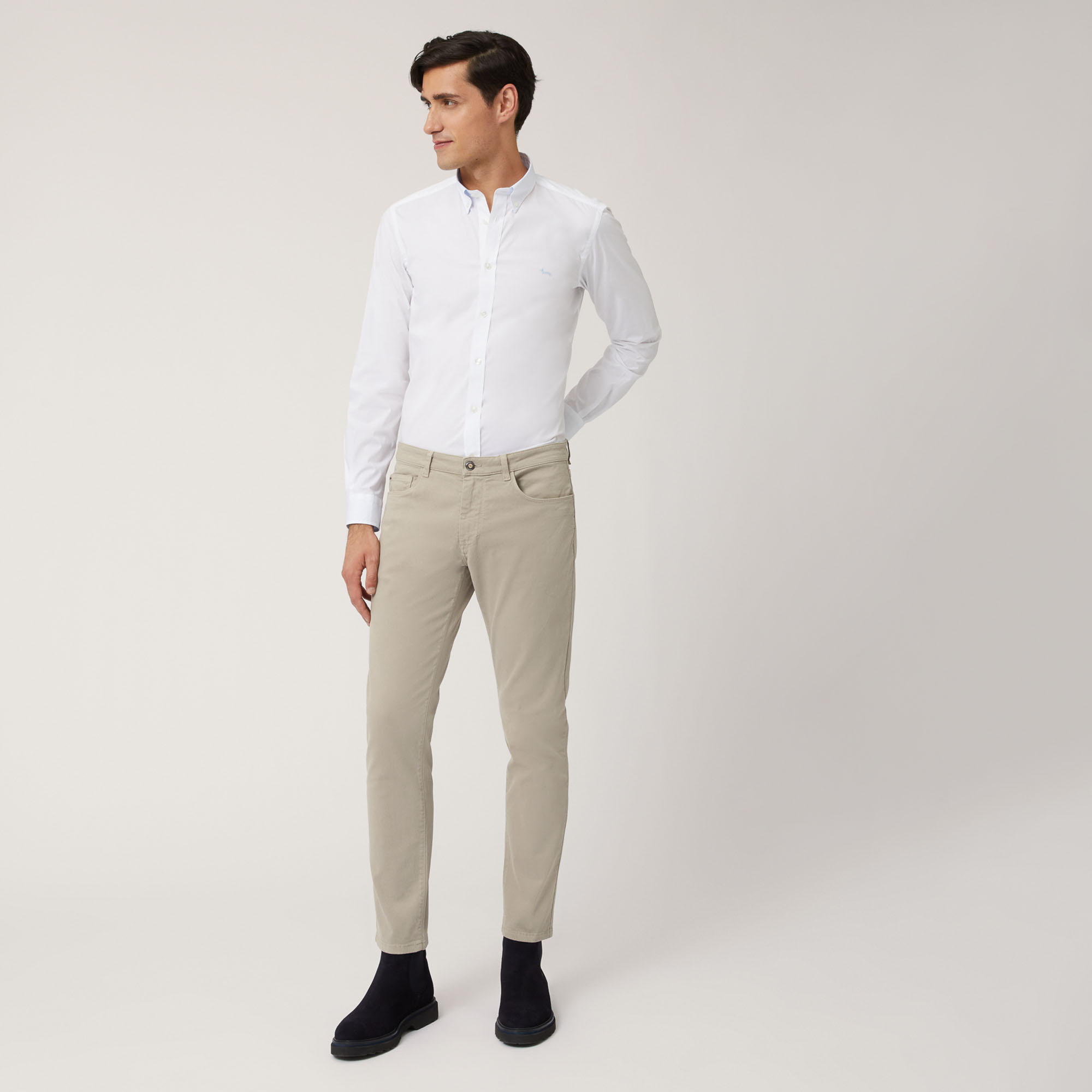 Cotton Shirt With Contrasting Inner Detail, White, large image number 3