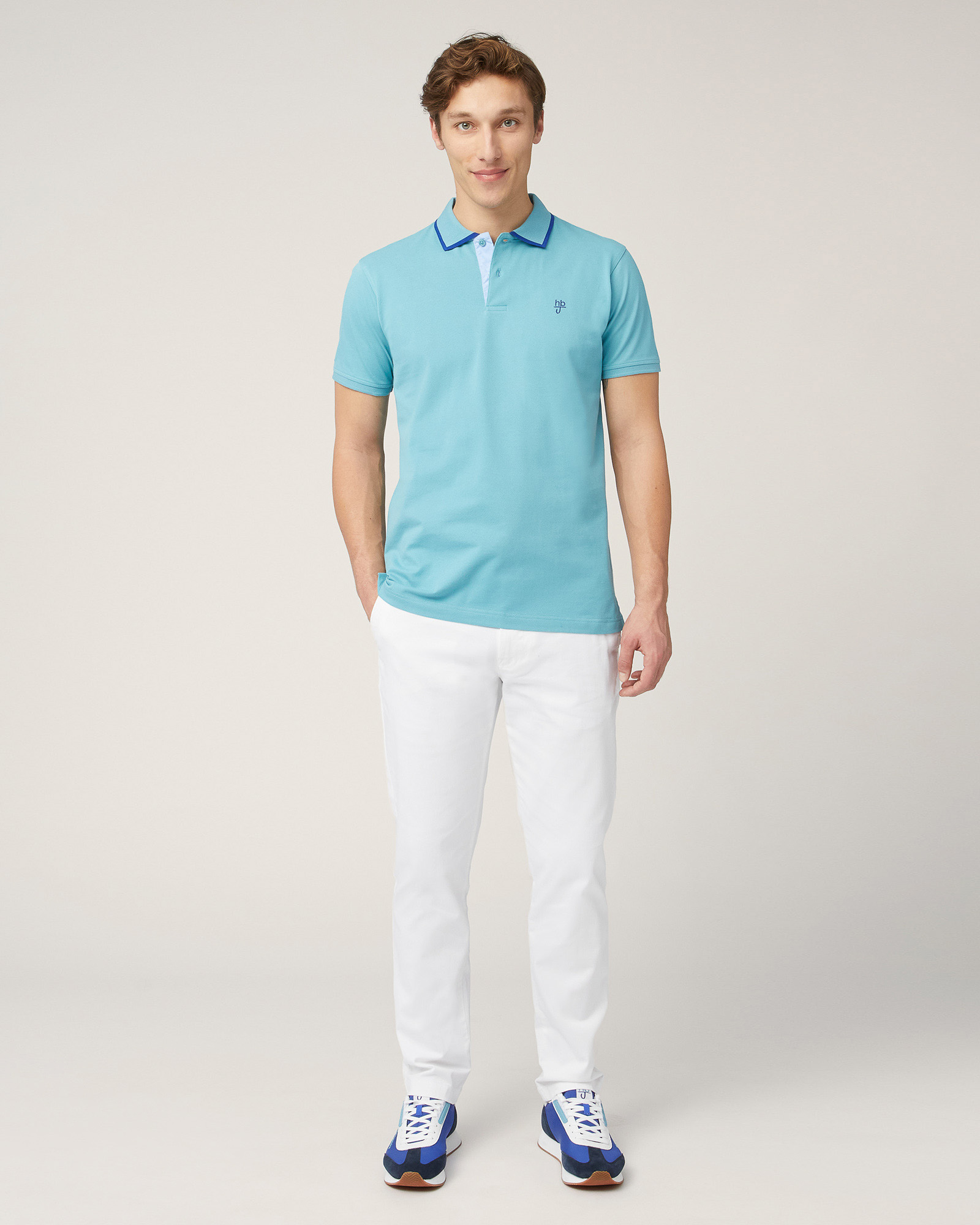 Polo with Contrasts, Peacock Green, large image number 3