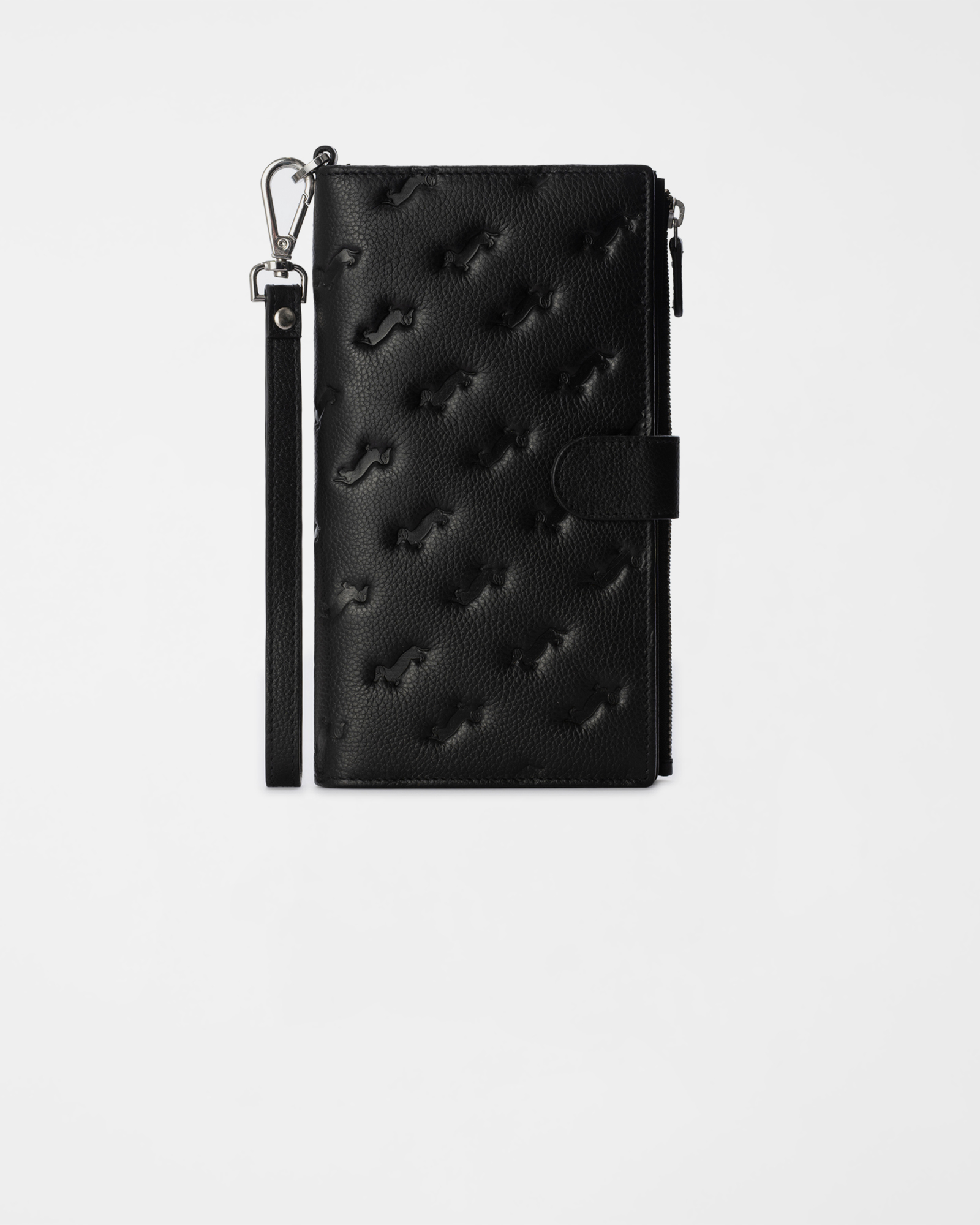Cartera larga para hombre de piel aut&eacute;ntica negra