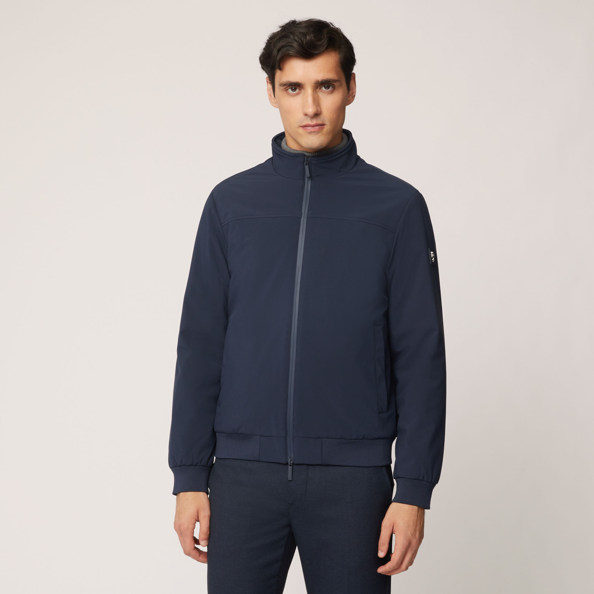 Bomber Con Collo Alto, Light Blue, large image number 0