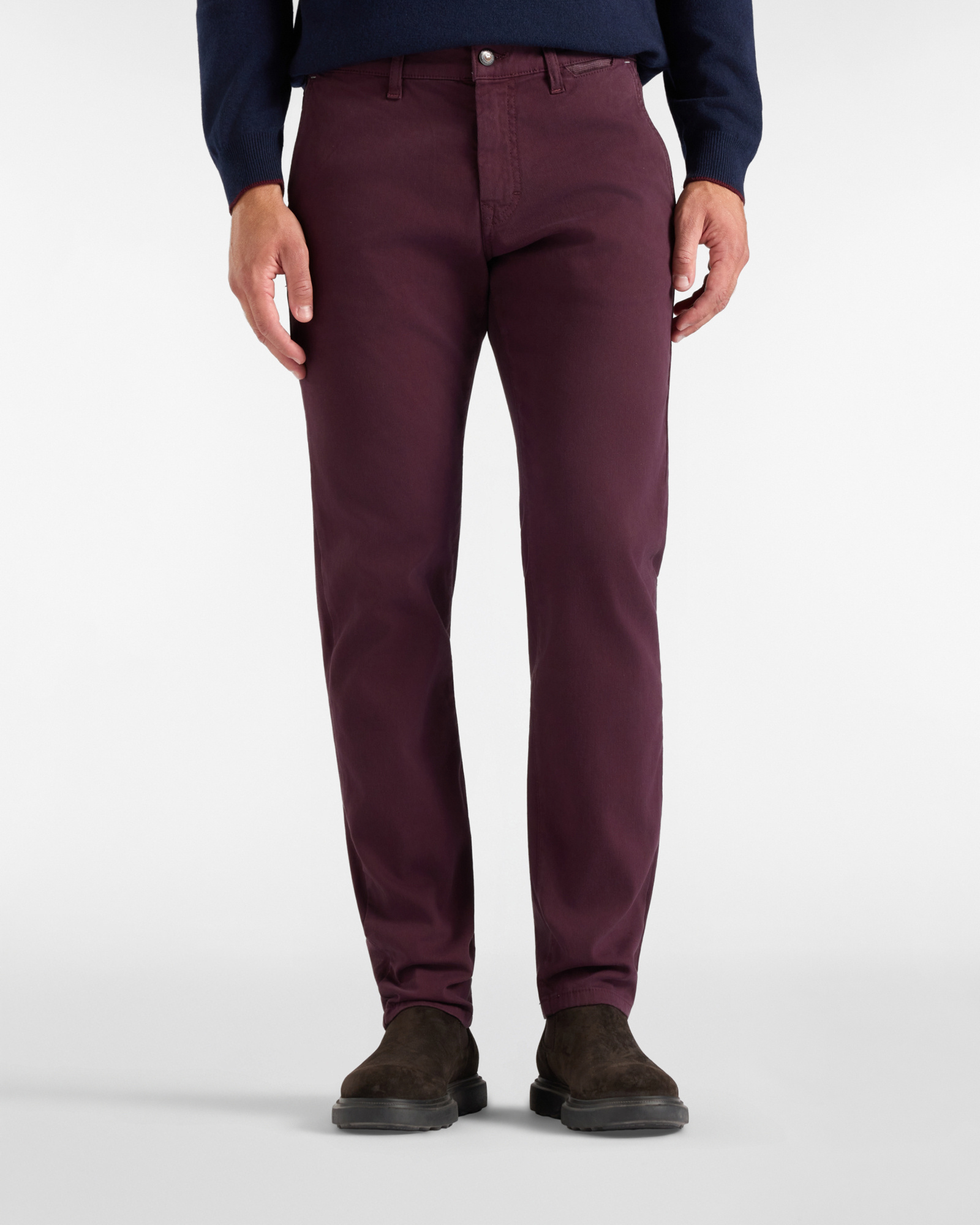 Men&rsquo;s narrow-fit red stretch cotton 5-pocket trousers Made in Italy