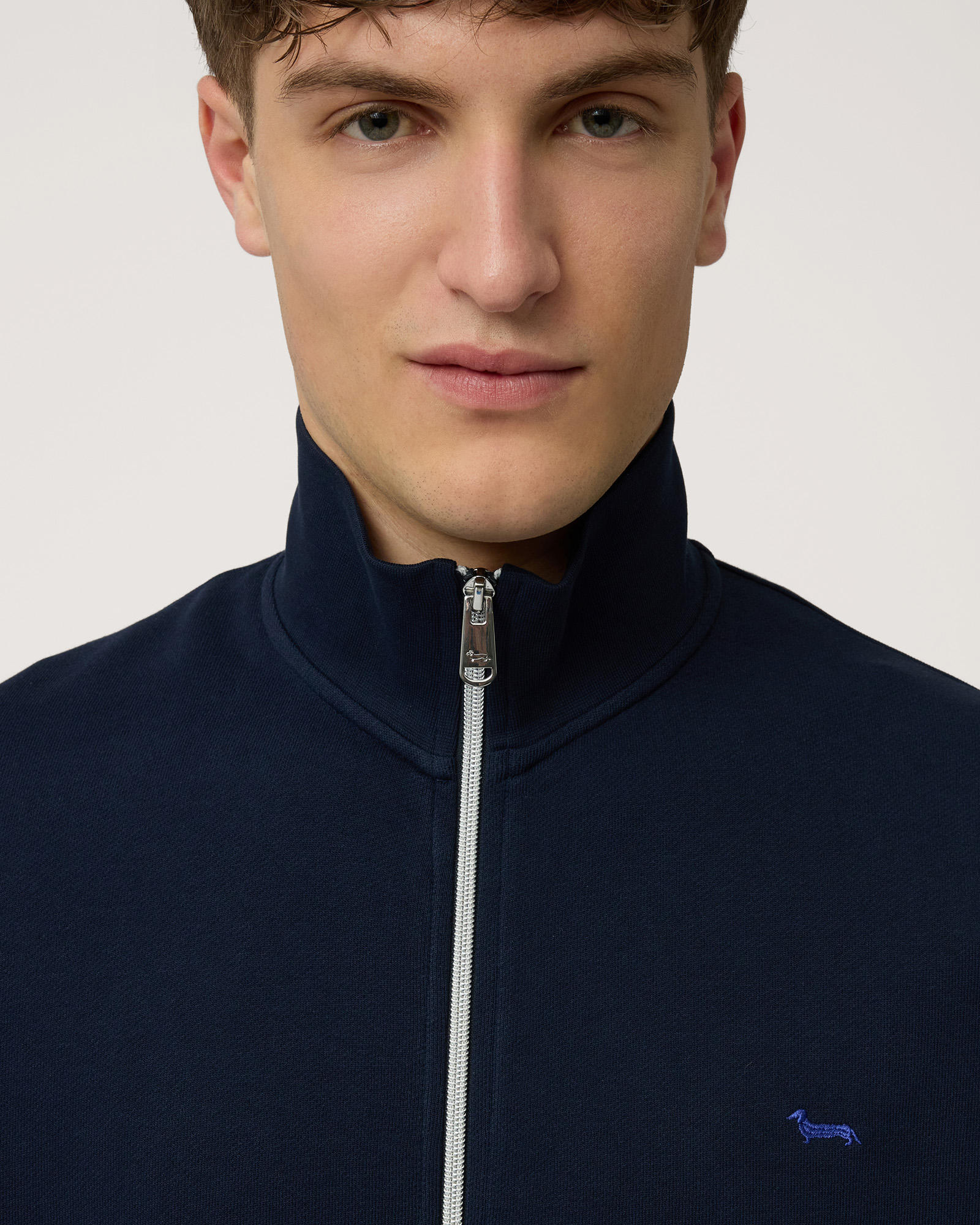Felpa Con Zip In Cotone, Blu Navy, large image number 2
