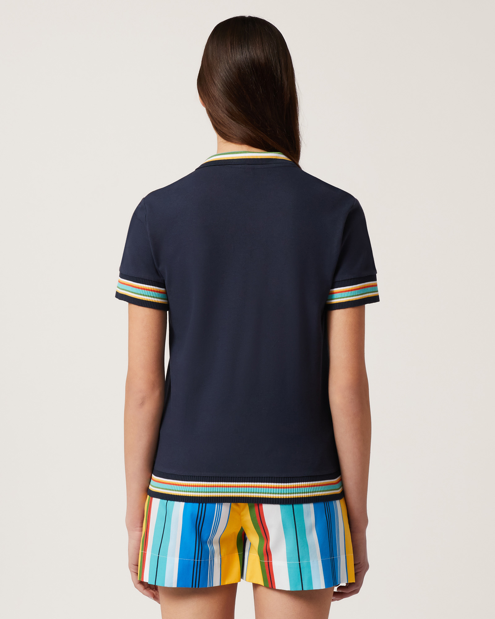 Polo with Striped Rib, Navy Blue, large image number 1