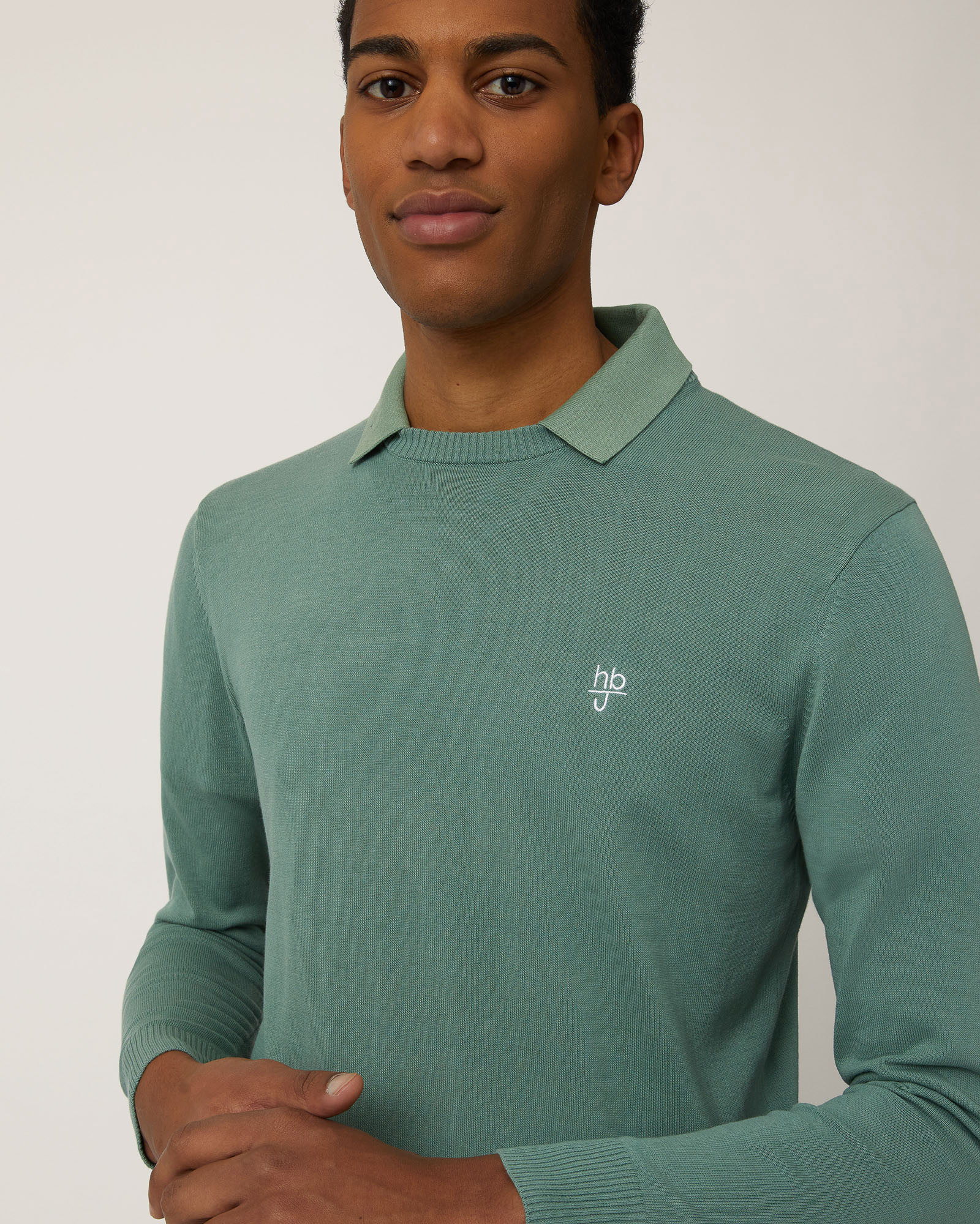 Pullover In Cotone crepe  Con Toppe, Verde Lichene, large image number 2